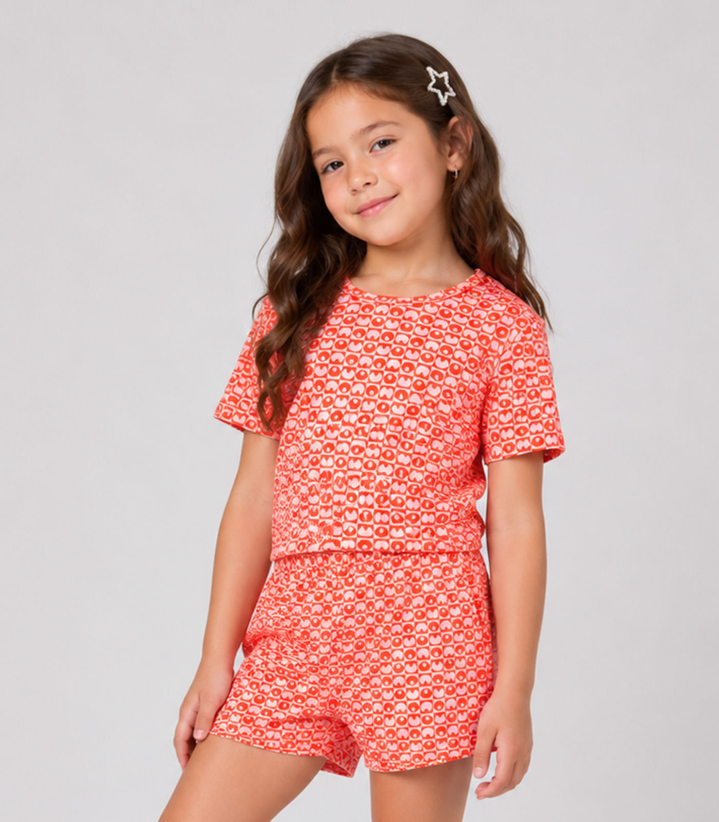 Conjunto Masculino Infantil Blusa Com Short Select Laranja