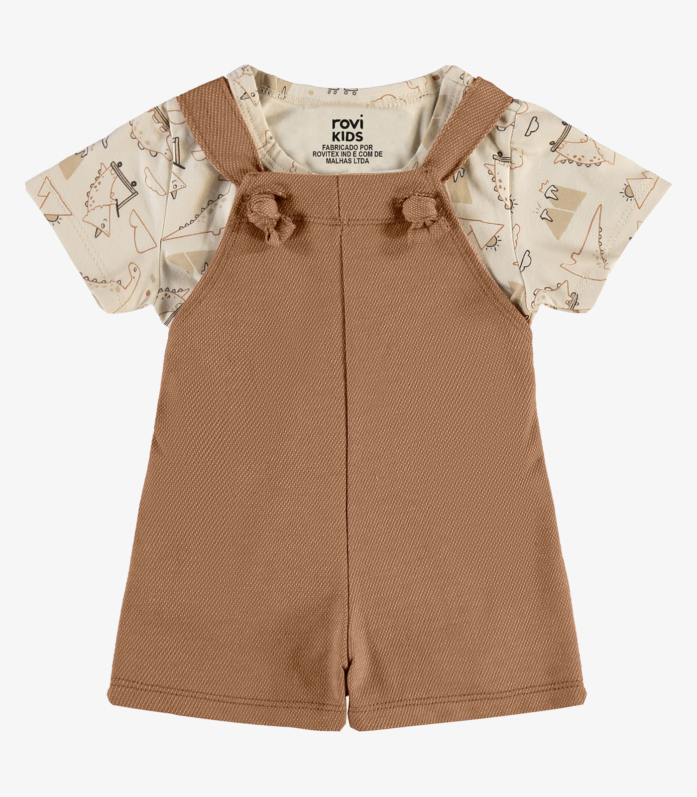 Conjunto Camiseta E Jardineira Infantil Rovi Kids Bege