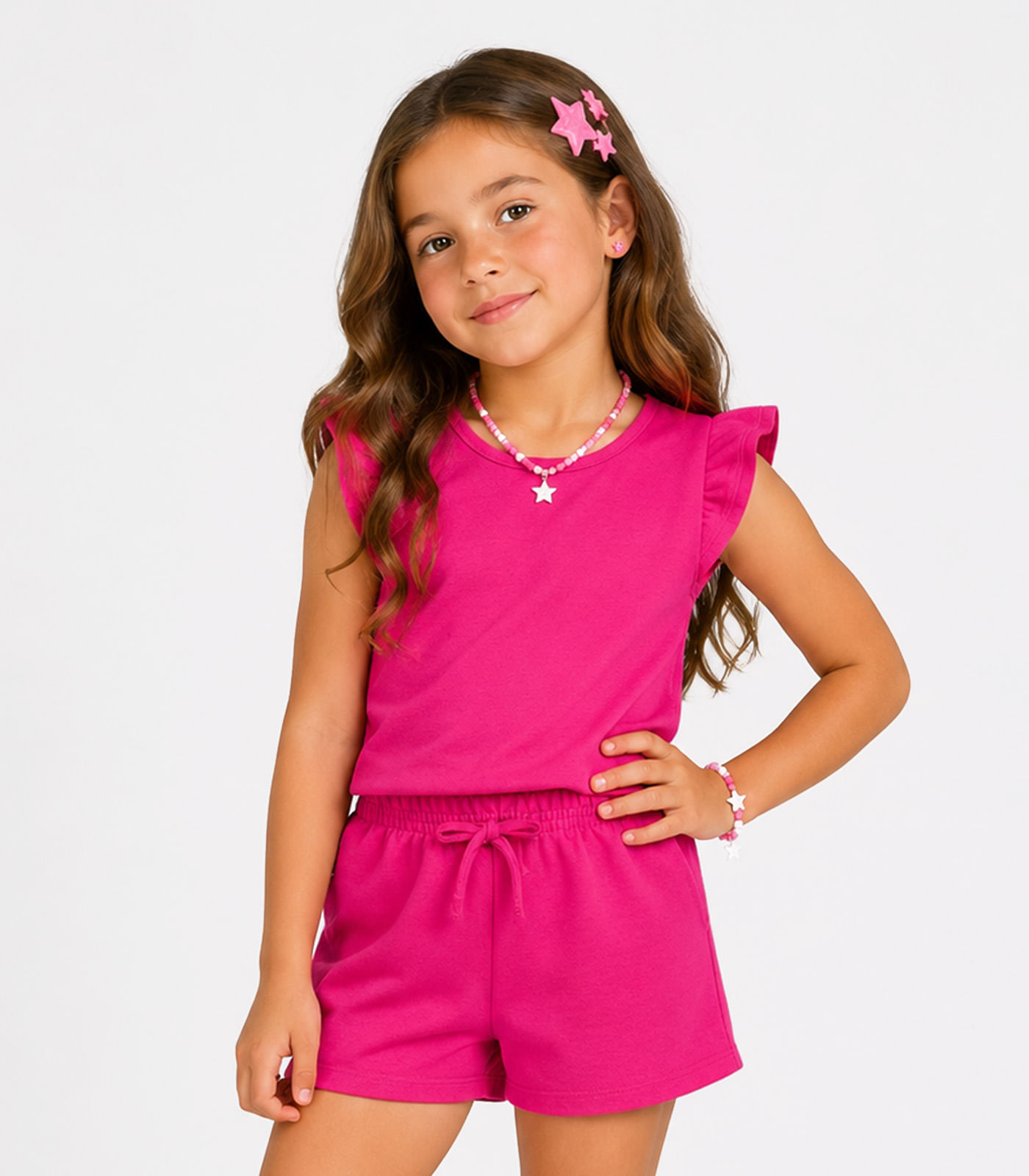 Conjunto Feminino Infantil Blusa E Short Select Rosa