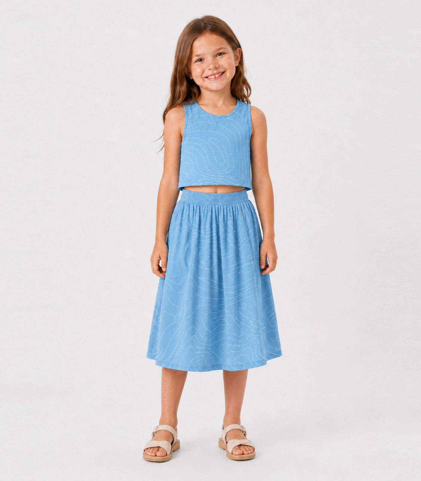Conjunto Infantil Feminino Saia e Regata Select Azul