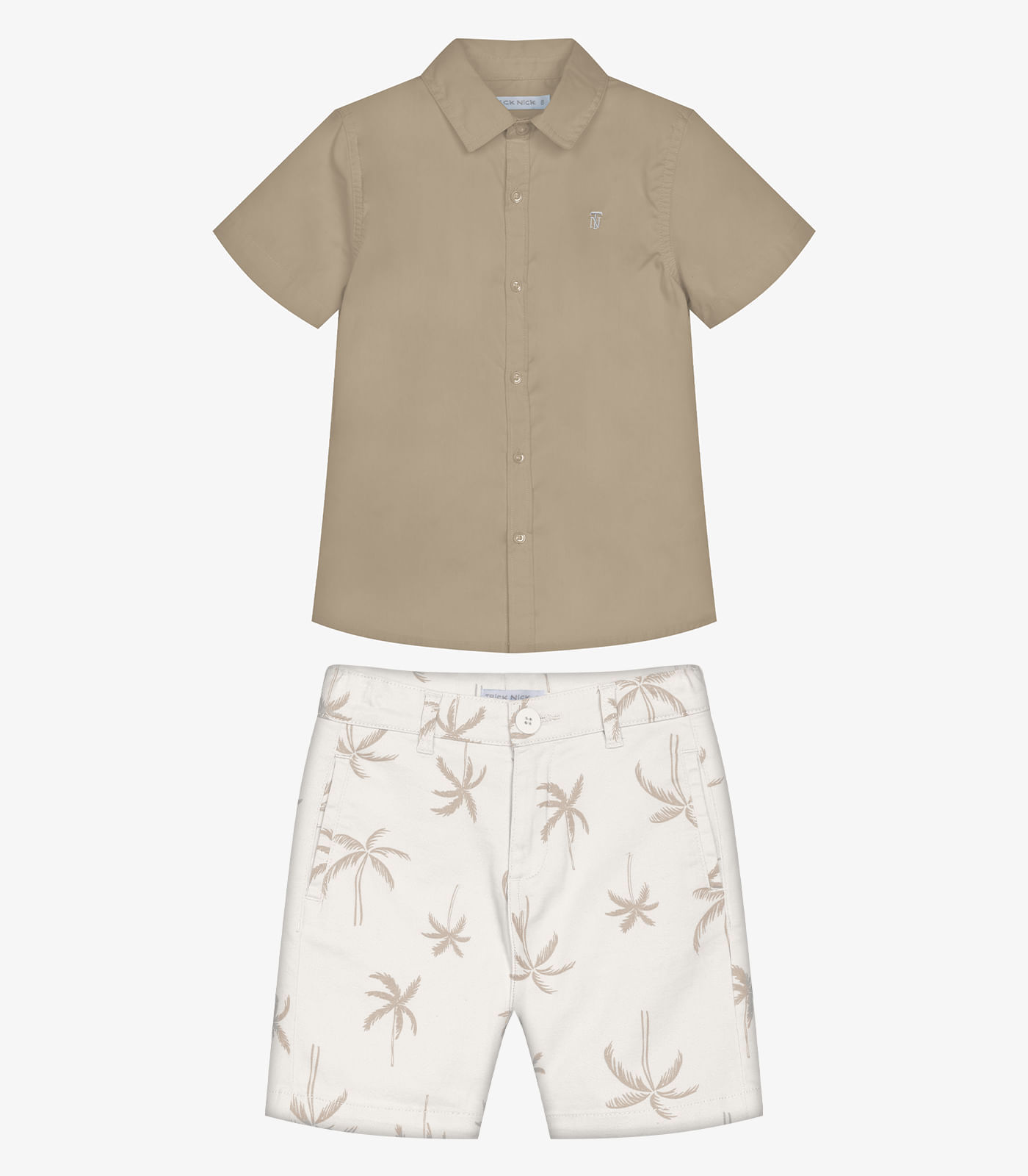 Conjunto Infantil Camisa Com Bermuda Trick Nick Marrom