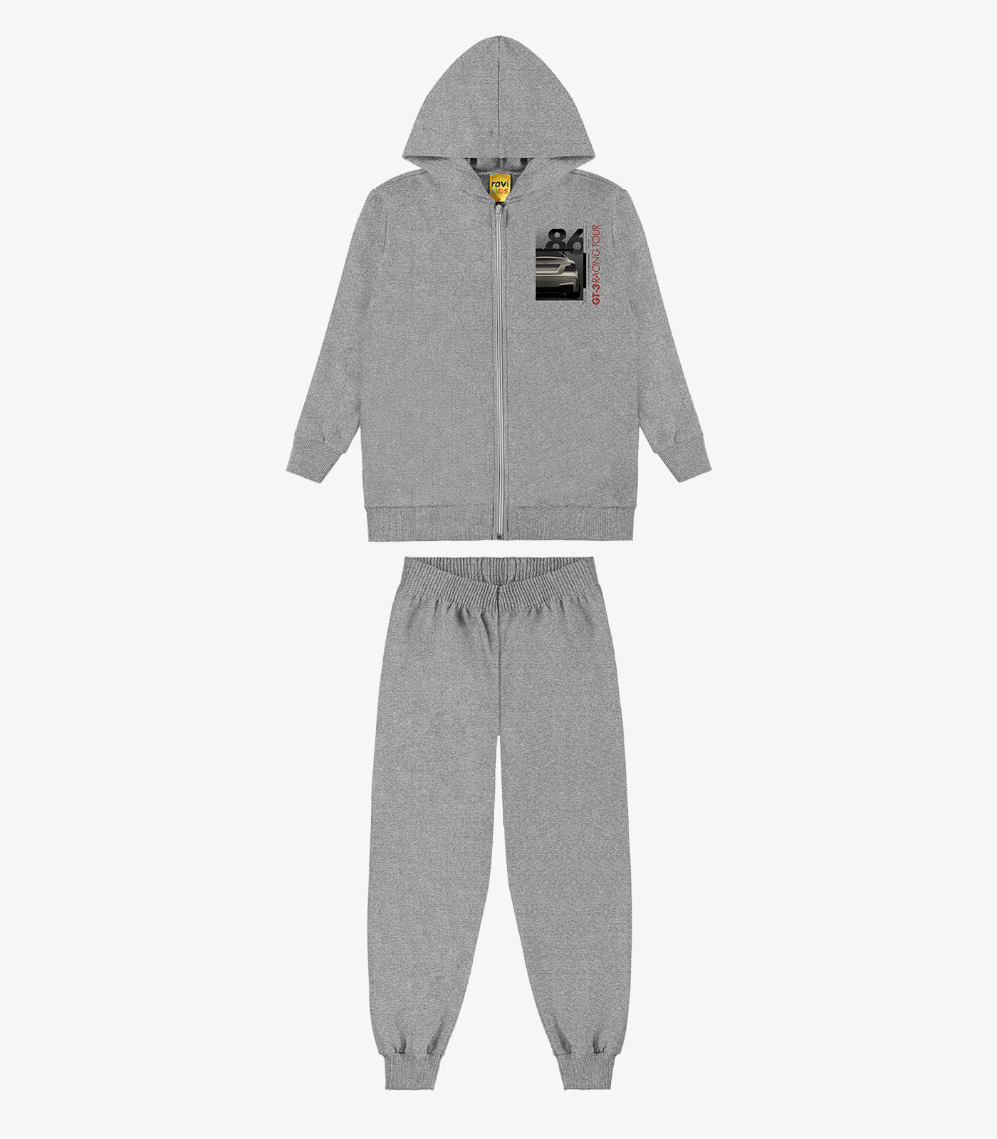 Conjunto Jaqueta Com Capuz E Calça Rovi Kids Cinza