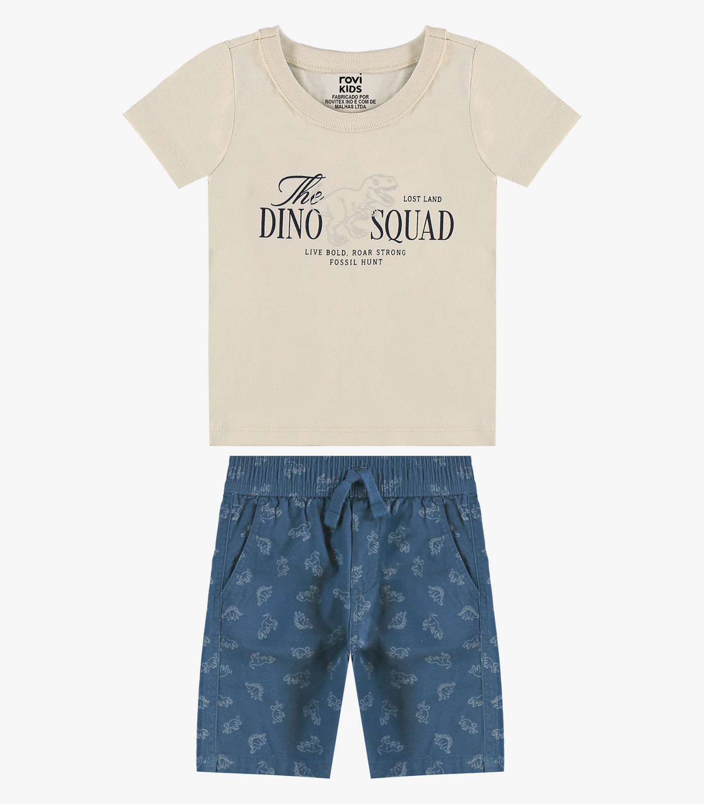 Conjunto Camiseta Com Bermuda Infantil Rovi Kids Bege