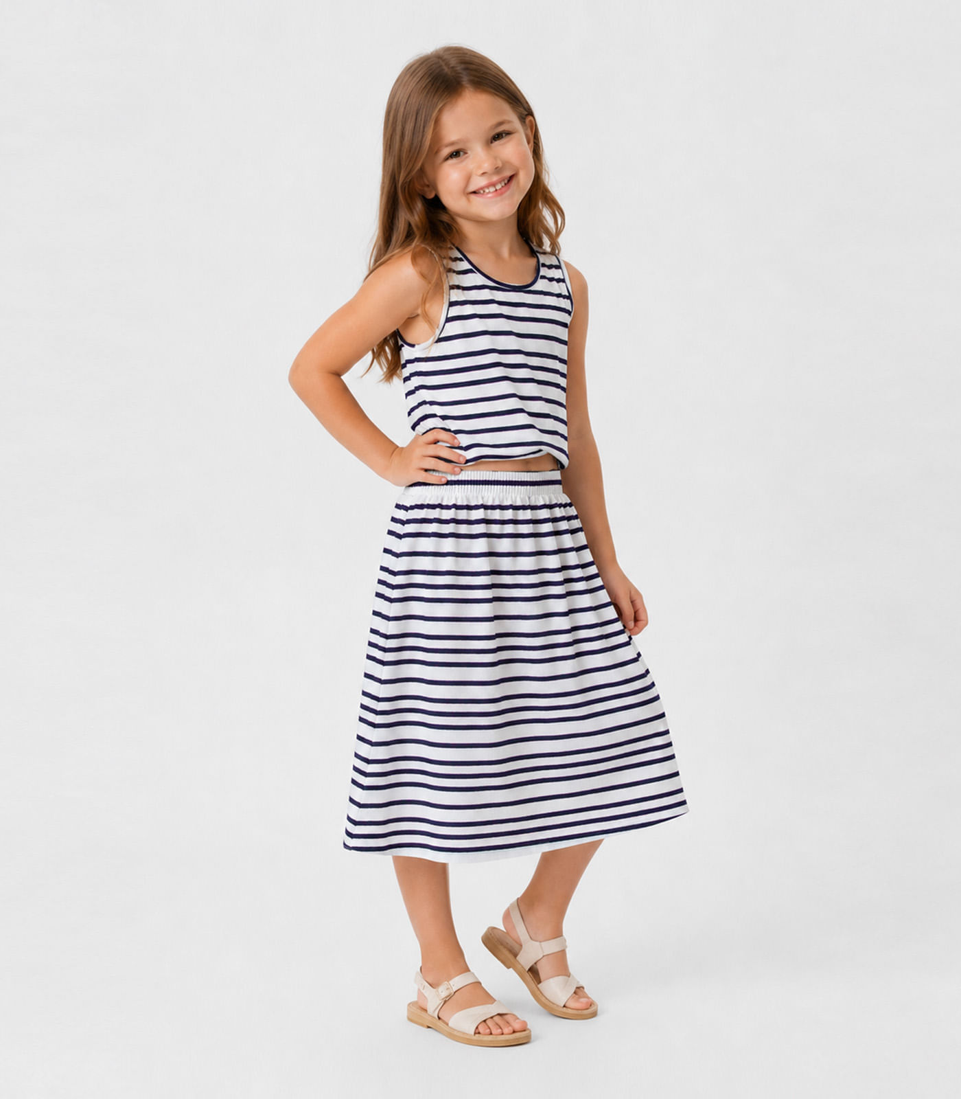 Conjunto Infantil Feminino Saia e Regata Select Branco