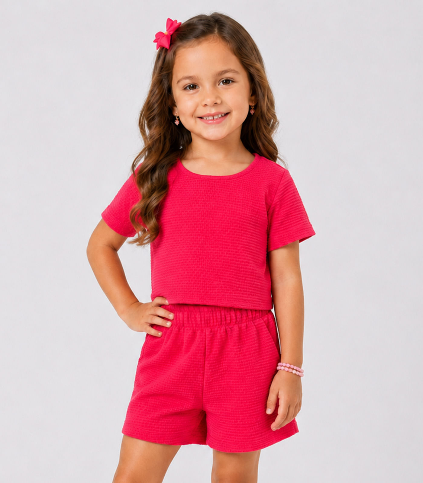 Conjunto Infantil Feminino Blusa e Short Select Rosa