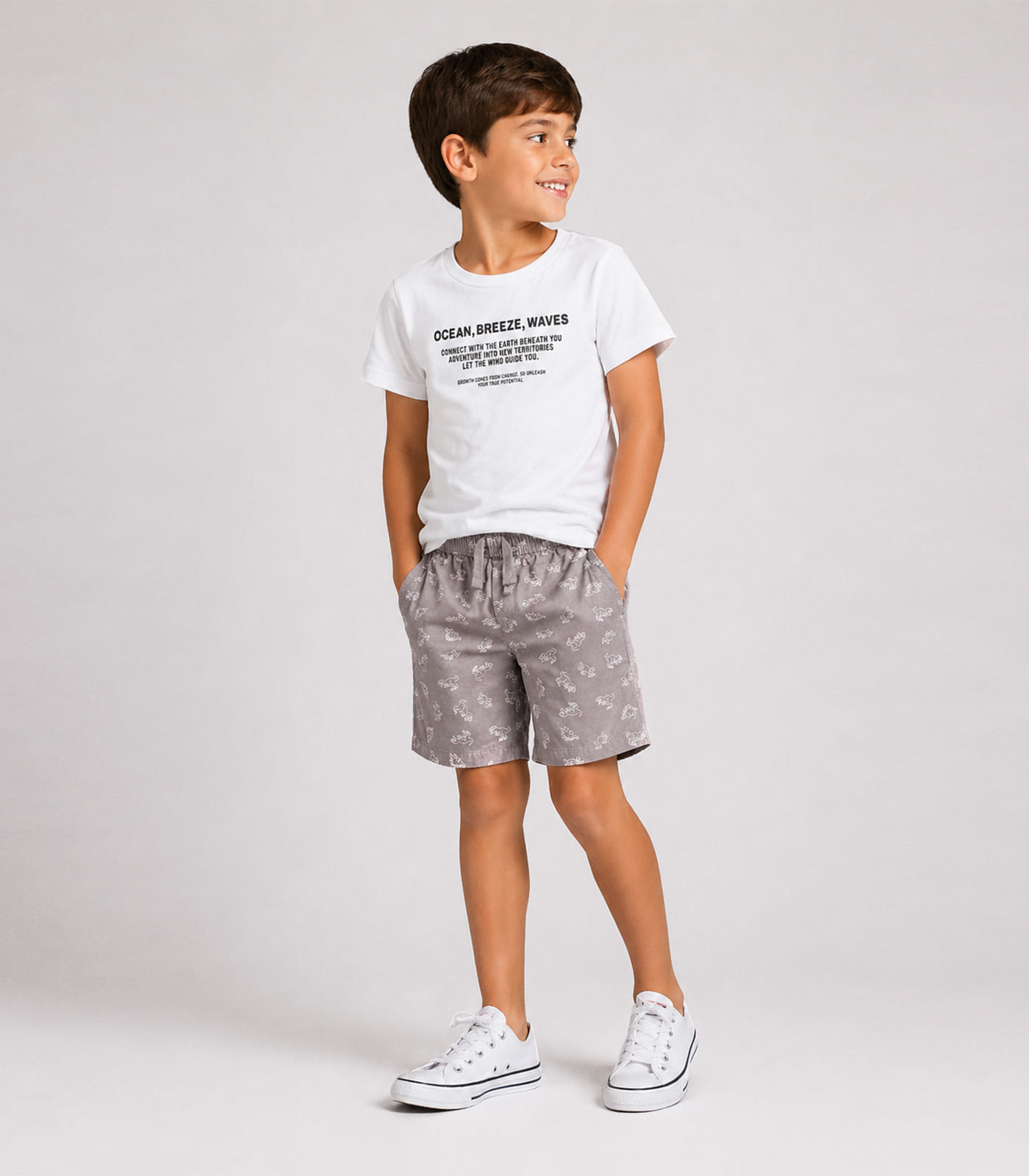 Conjunto Infantil Menino Curto Meia Malha Select Branco