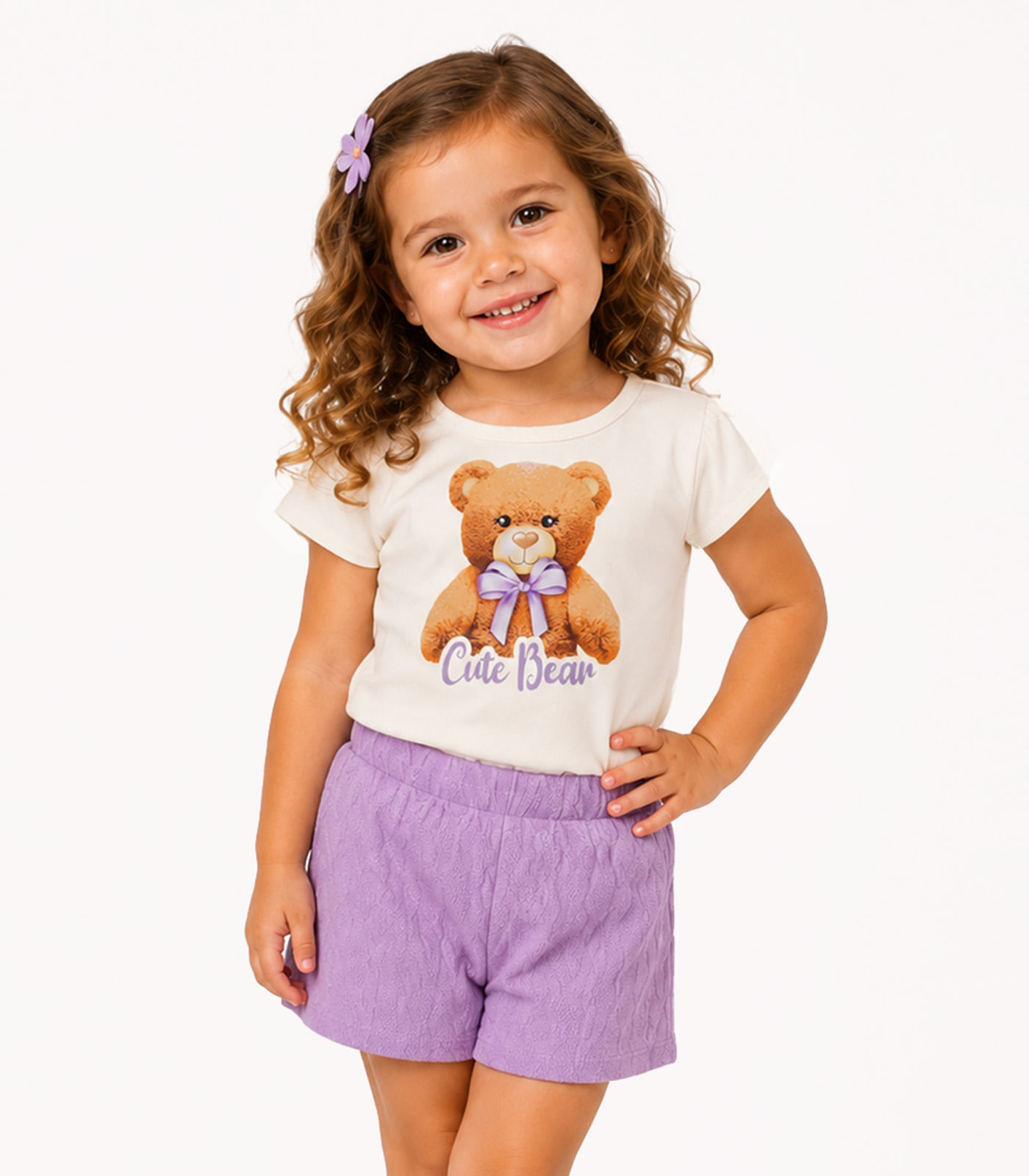 Conjunto Infantil Feminino Blusa Short Trick Nick Branco