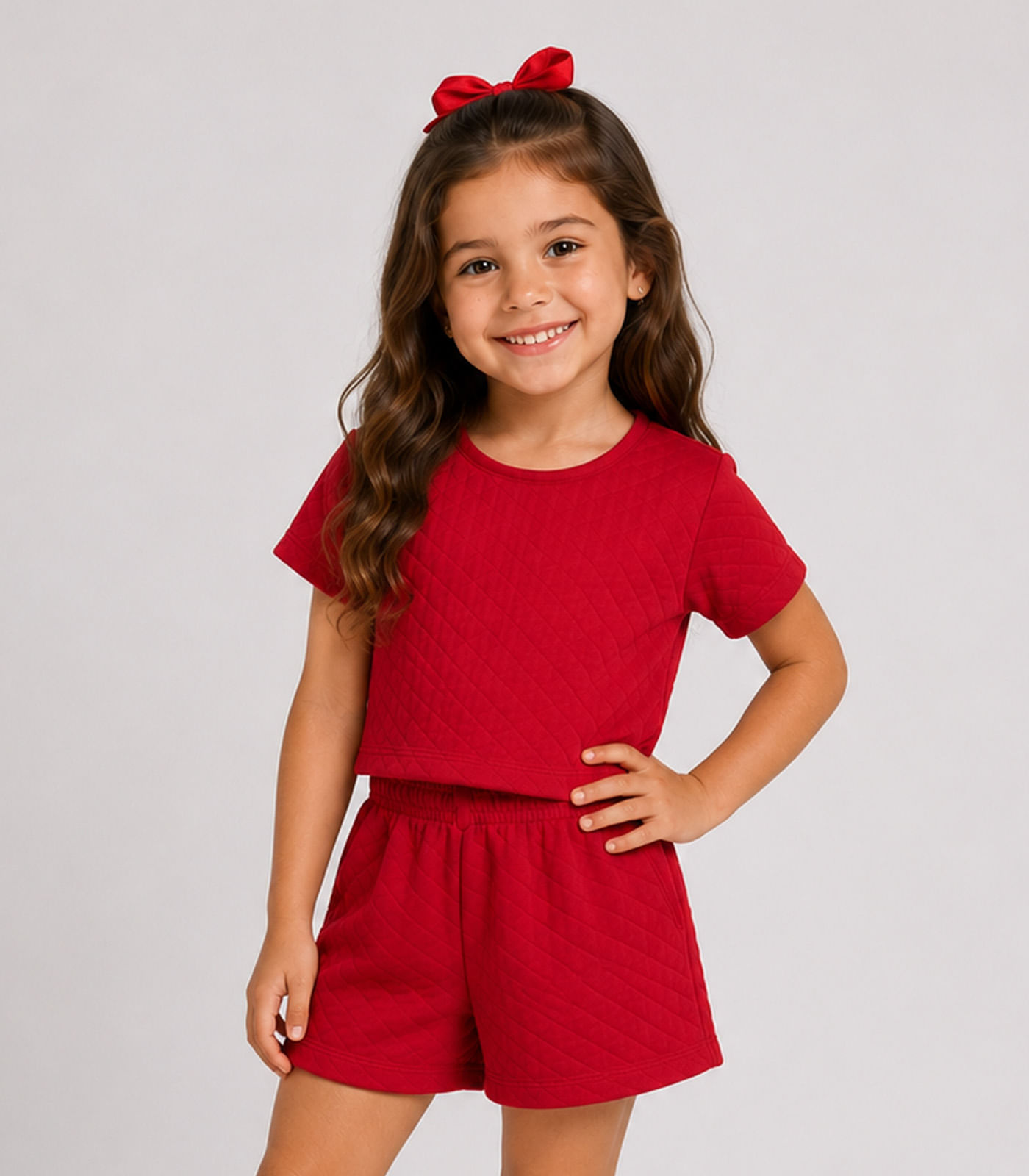 Conjunto Infantil Feminino Blusa e Short Select Vermelho