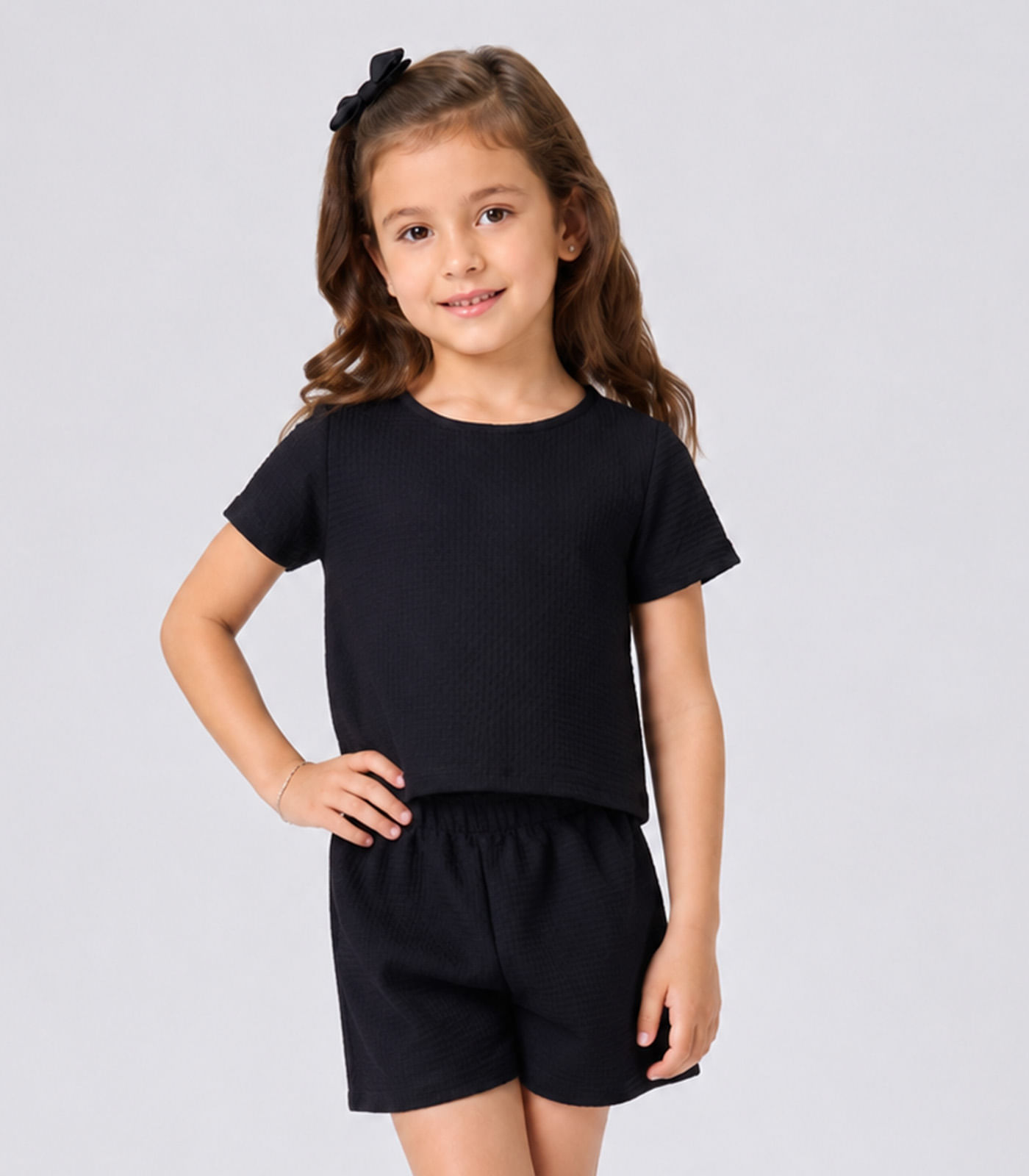 Conjunto Infantil Feminino Blusa e Short Select Preto