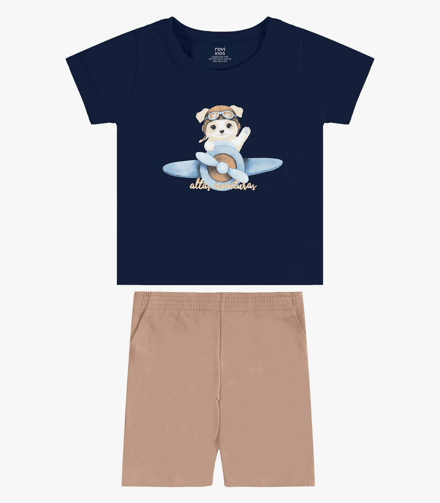Conjunto Camiseta Com Bermuda Infantil Rovi Kids Azul