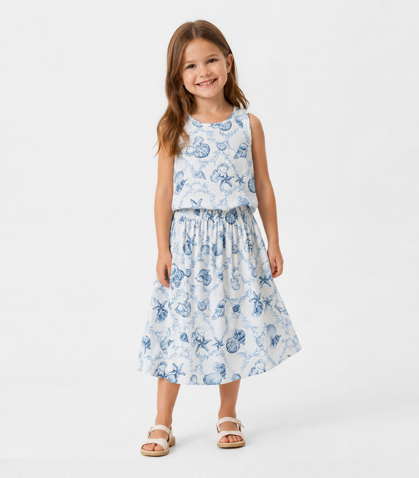Conjunto Infantil Feminino Saia e Regata Select Bege