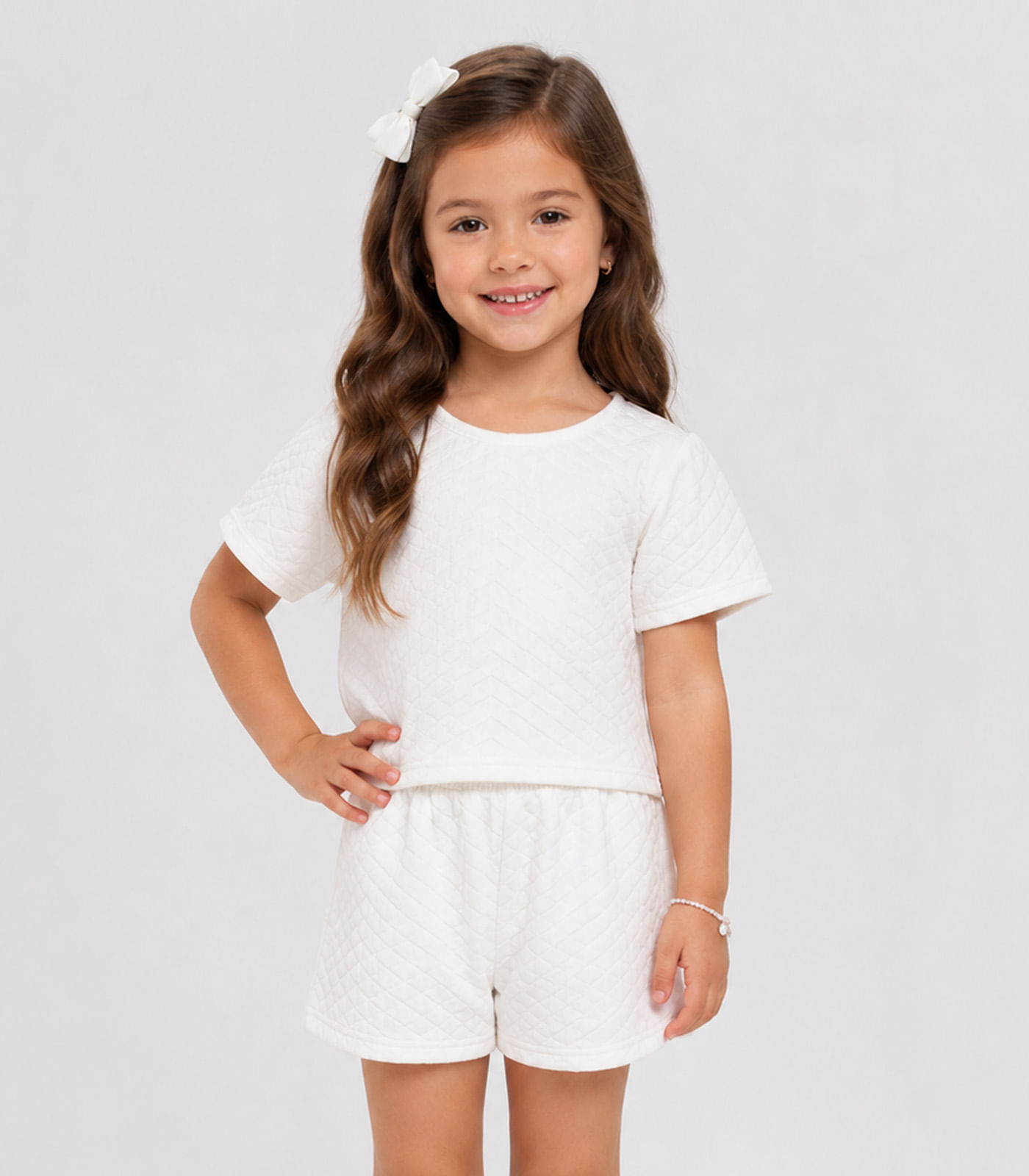 Conjunto Infantil Feminino Blusa e Short Select Bege