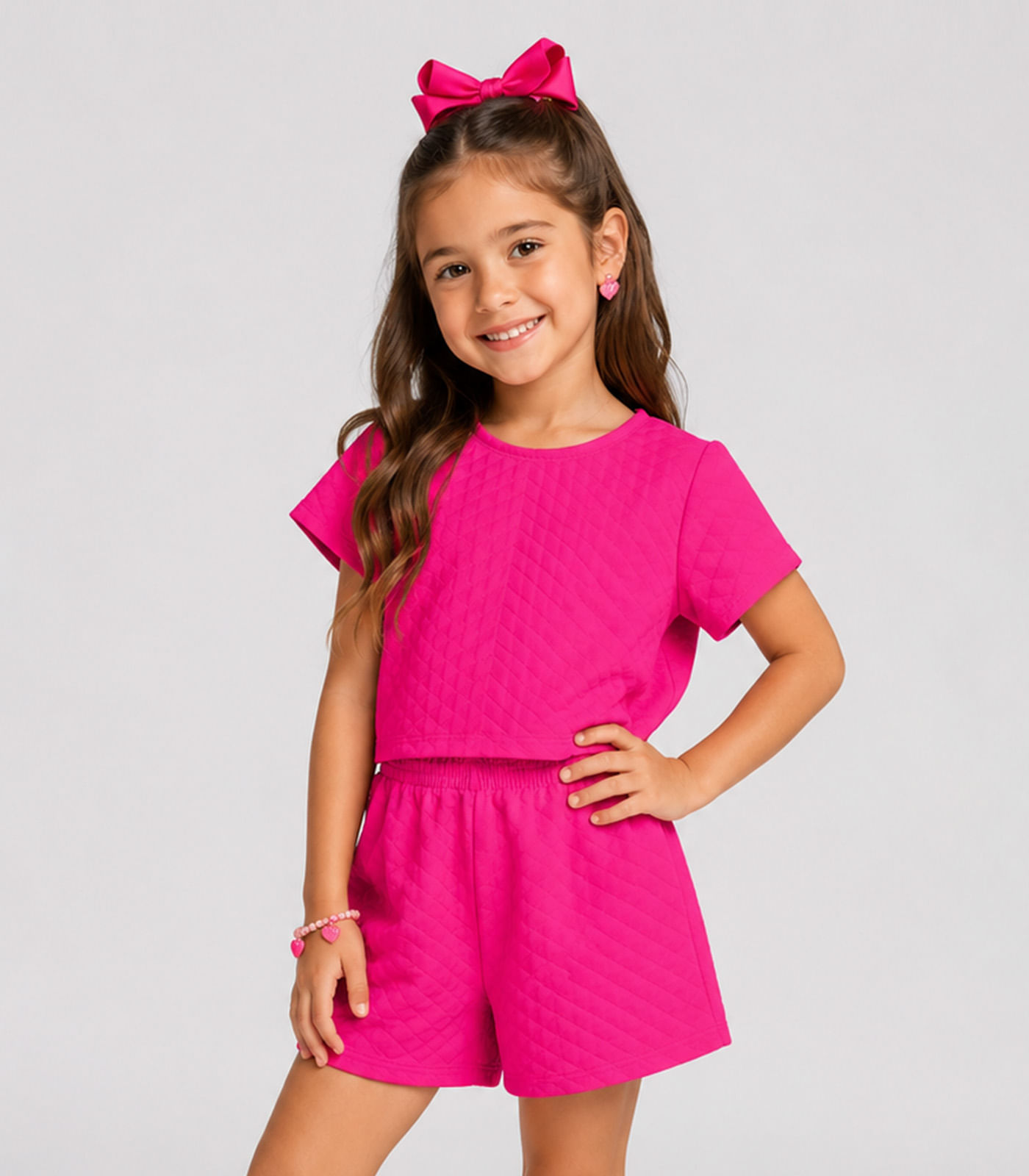 Conjunto Infantil Feminino Blusa e Short Select Rosa