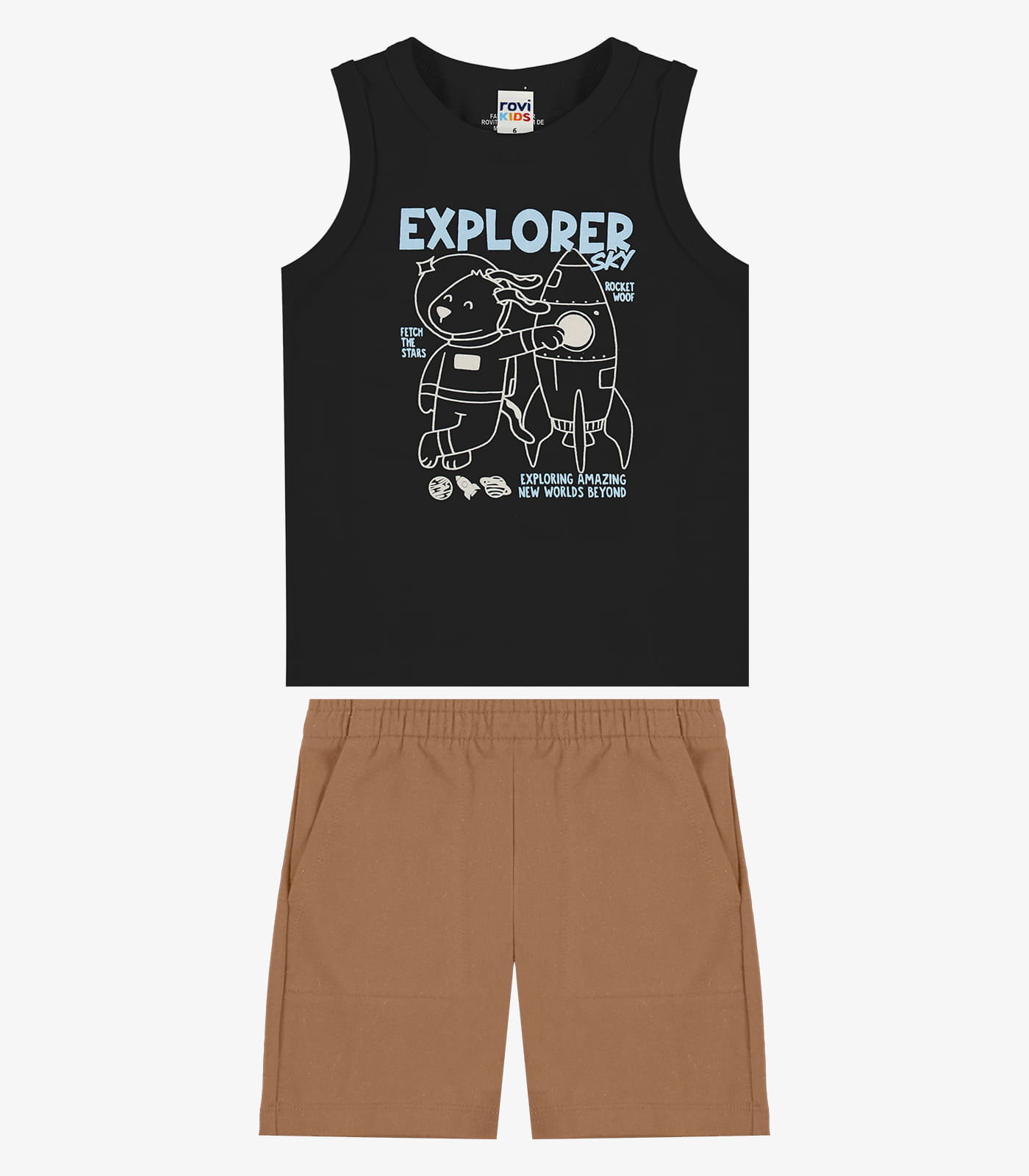 Conjunto Machão Com Bermuda Infantil Rovi Kids Preto