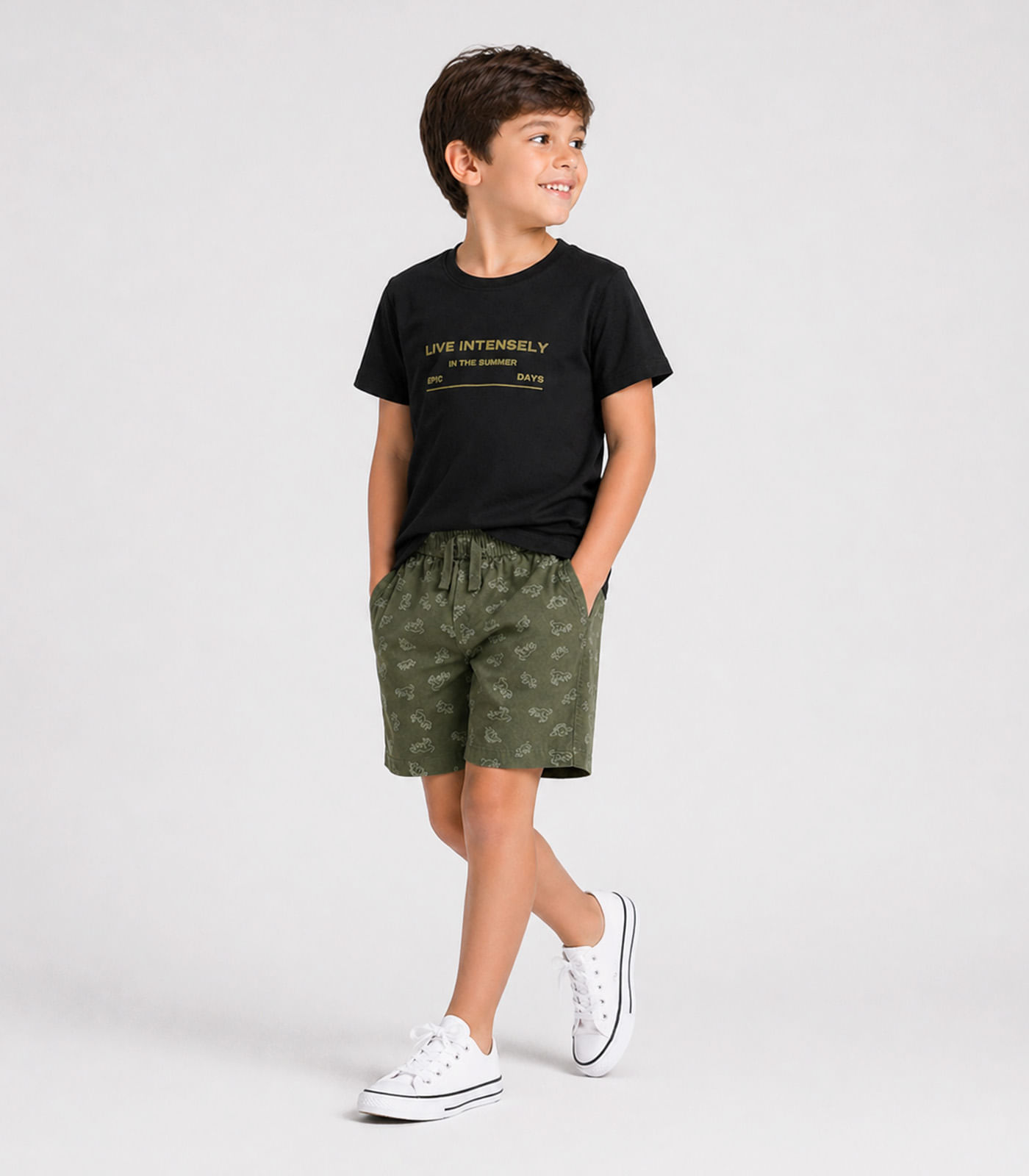 Conjunto Infantil Menino Curto Meia Malha Select Preto