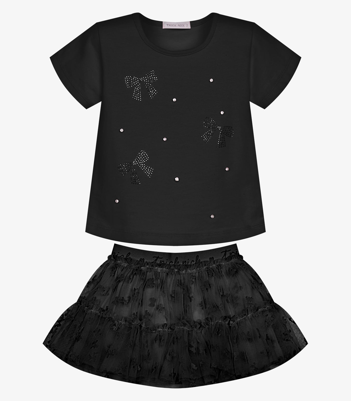 Conjunto Feminino Blusa Com Saia Trick Nick Preto