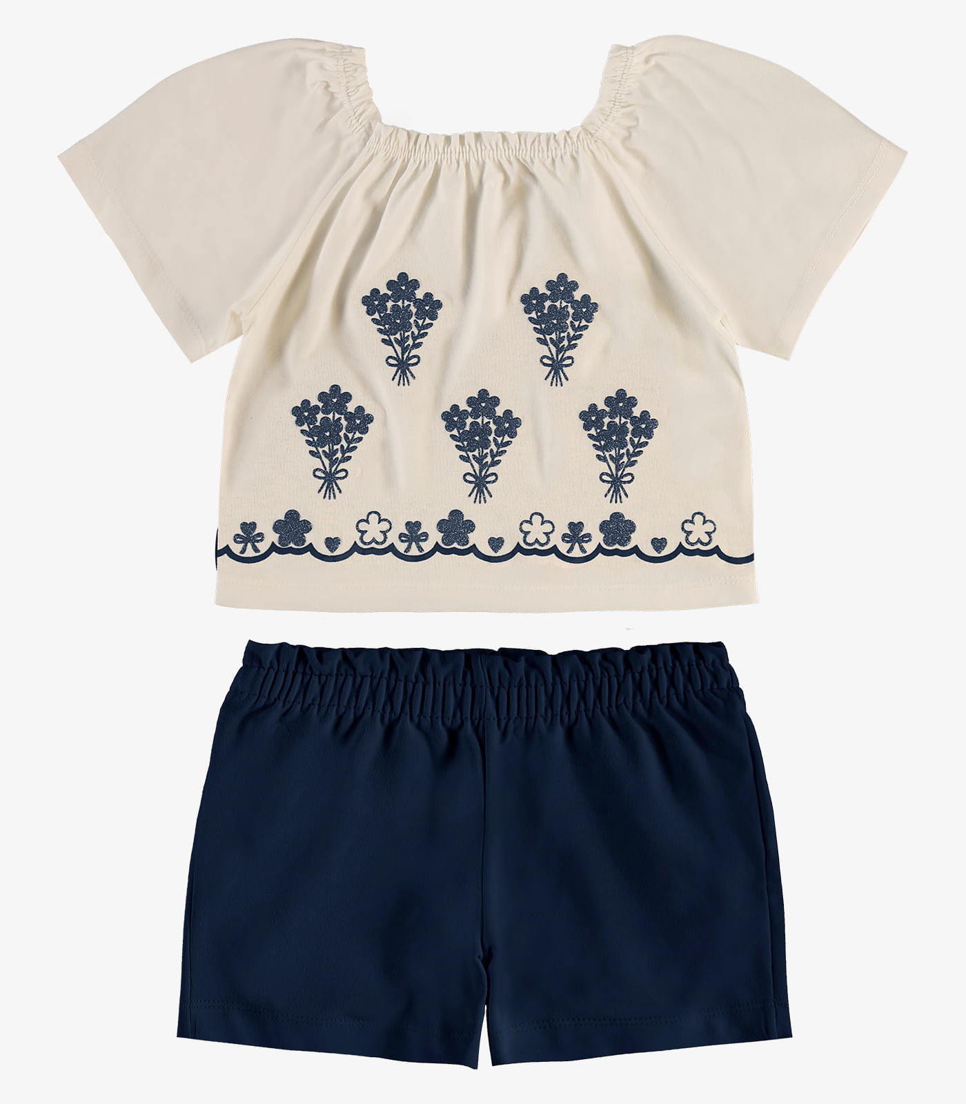 Conjunto Infantil Shorts Com Blusa Rovi Kids Bege