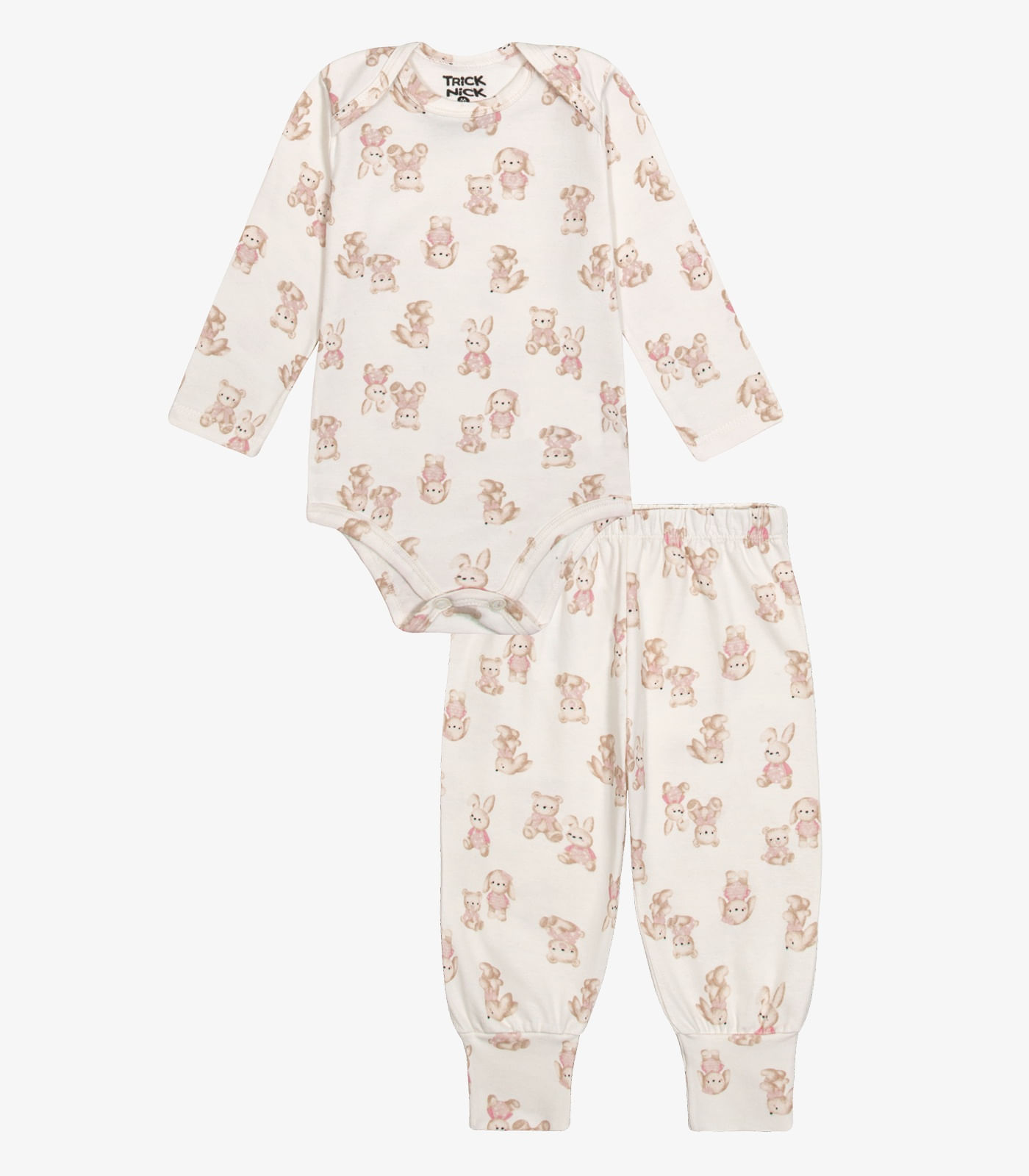 Conjunto Body com Calça Menina Trick Nick Bege