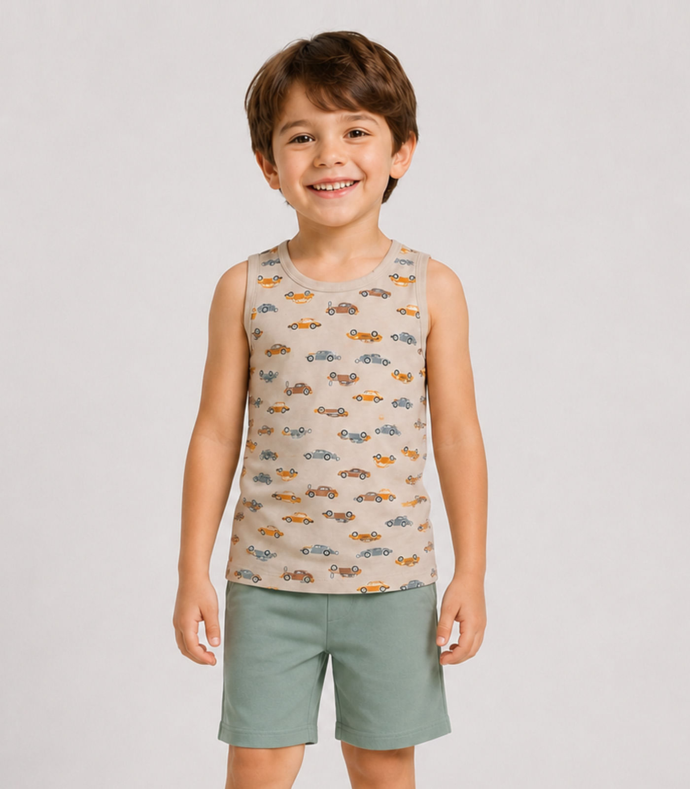 Conjunto Infantil Machão e Bermuda Select Bege