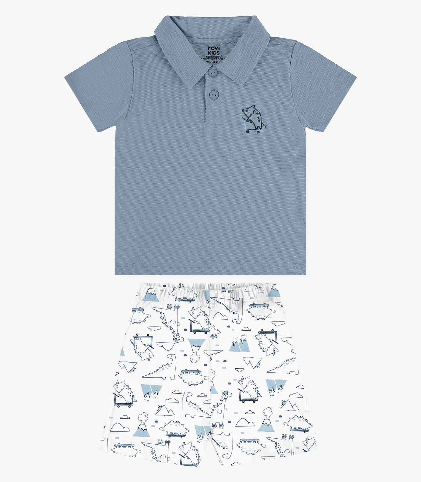 Conjunto Polo Com Bermuda Infantil Rovi Kids Azul