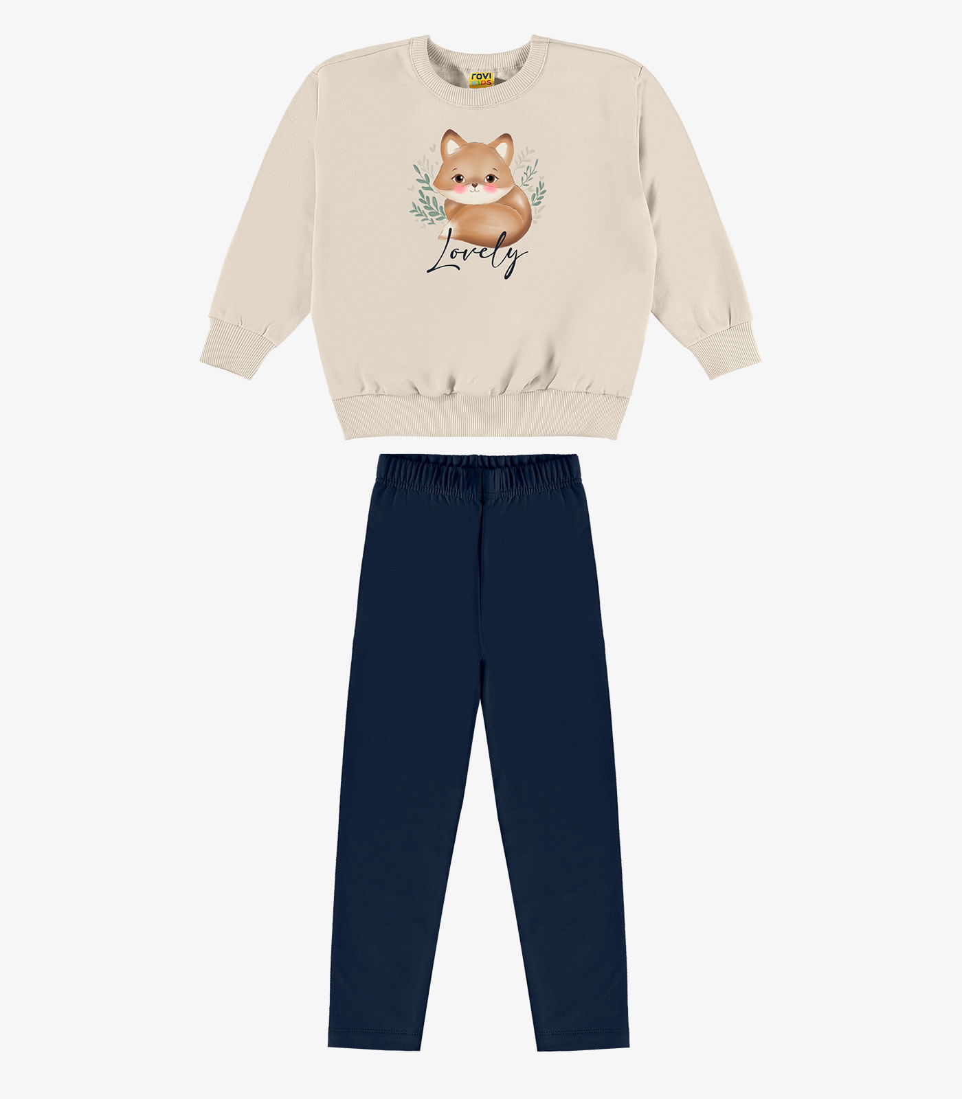 Conjunto Blusão Com Legging Feminino Rovi Kids Bege