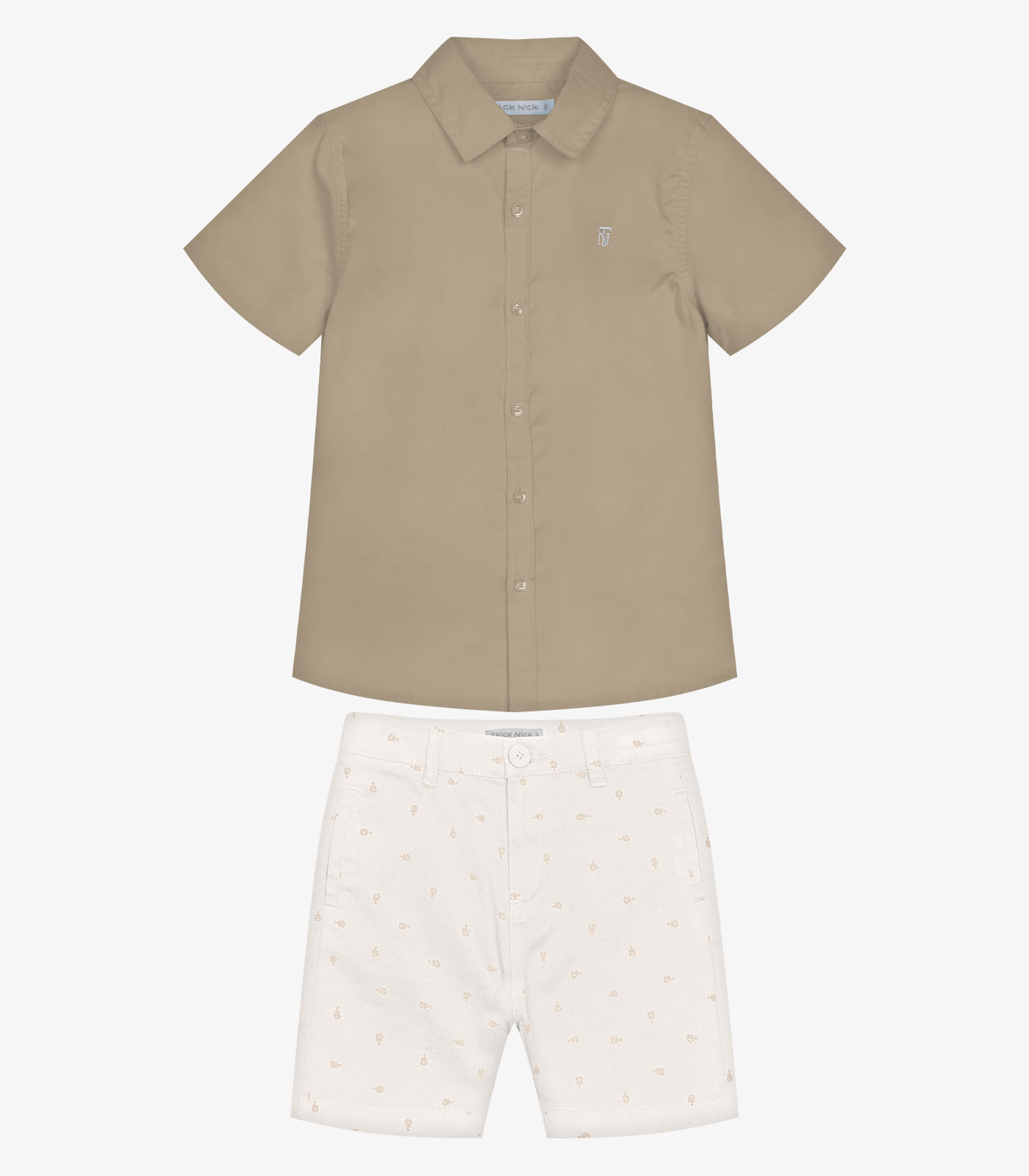 Conjunto Infantil Camisa Com Bermuda Trick Nick Marrom
