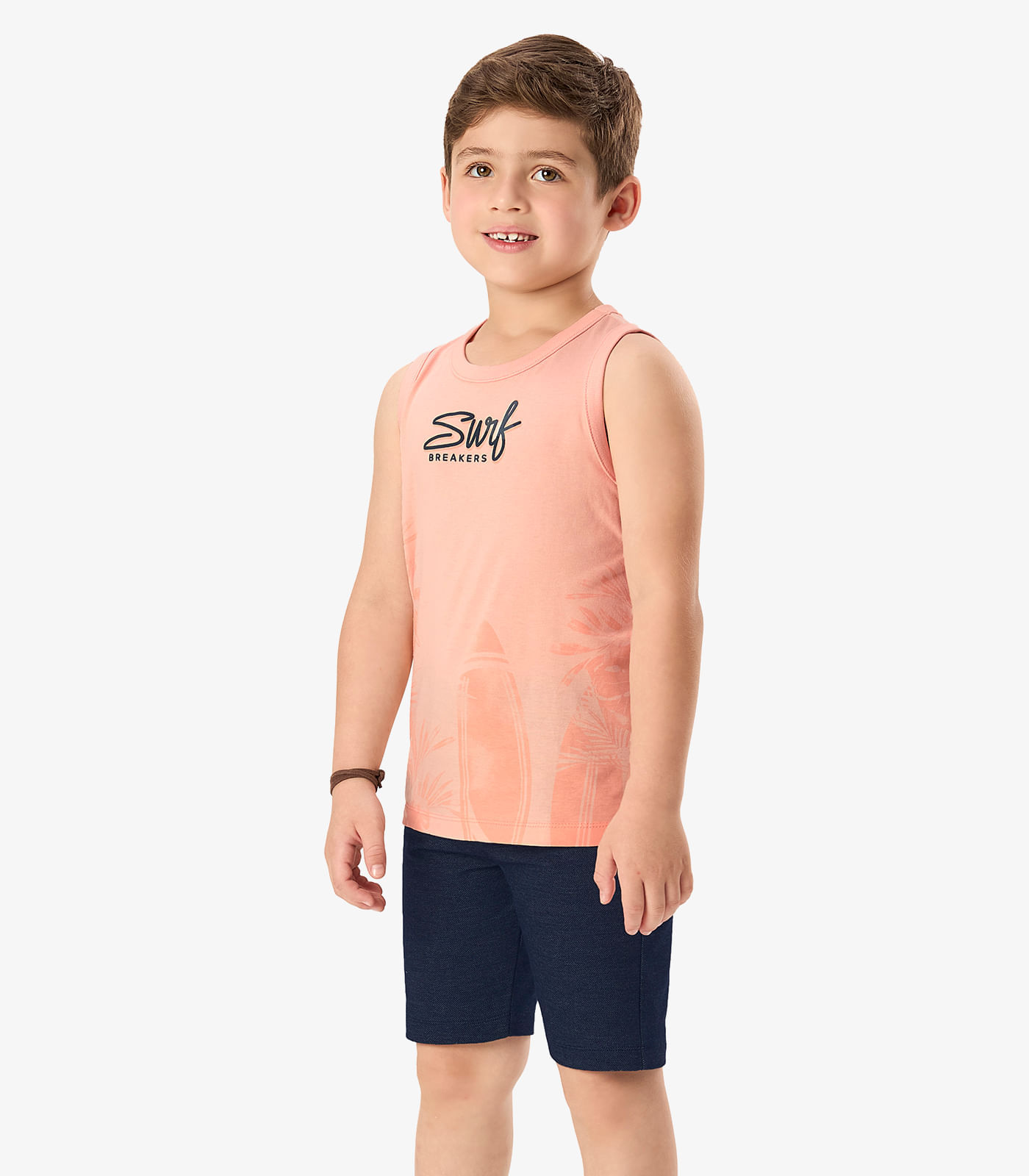 Conjunto Machão Com Bermuda Infantil Rovi Kids Rosa