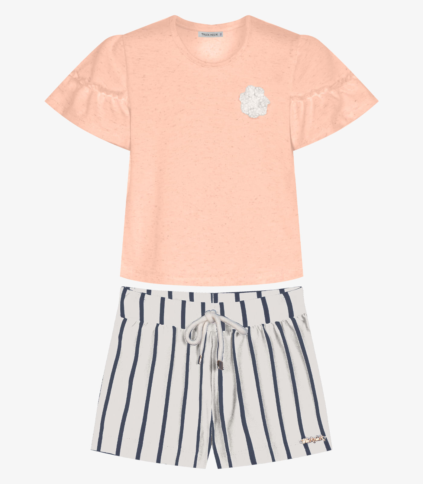 Conjunto Infantil Blusa Com Shorts Trick Nick Rosa