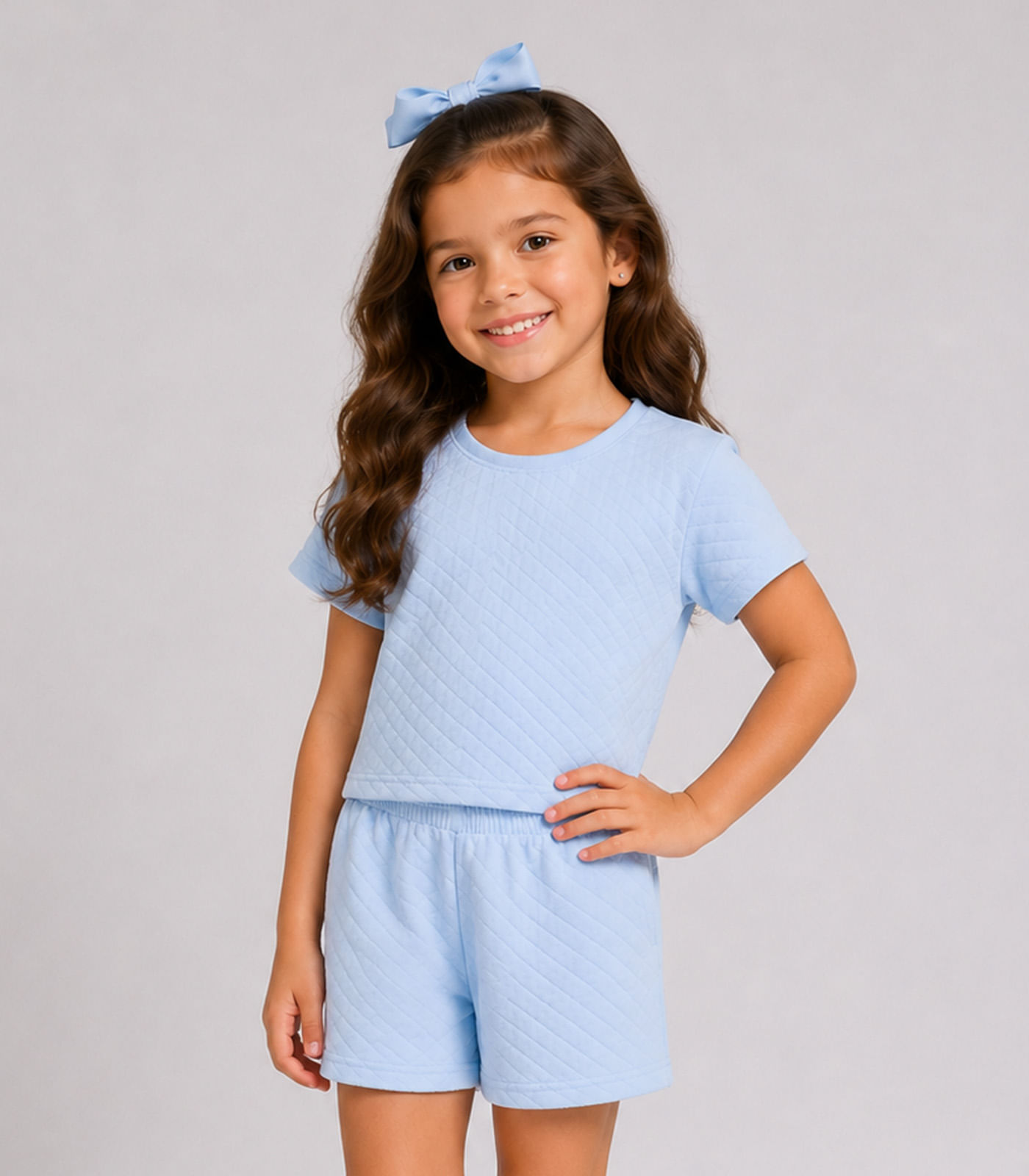 Conjunto Feminino infantil Blusa e Short Select Azul