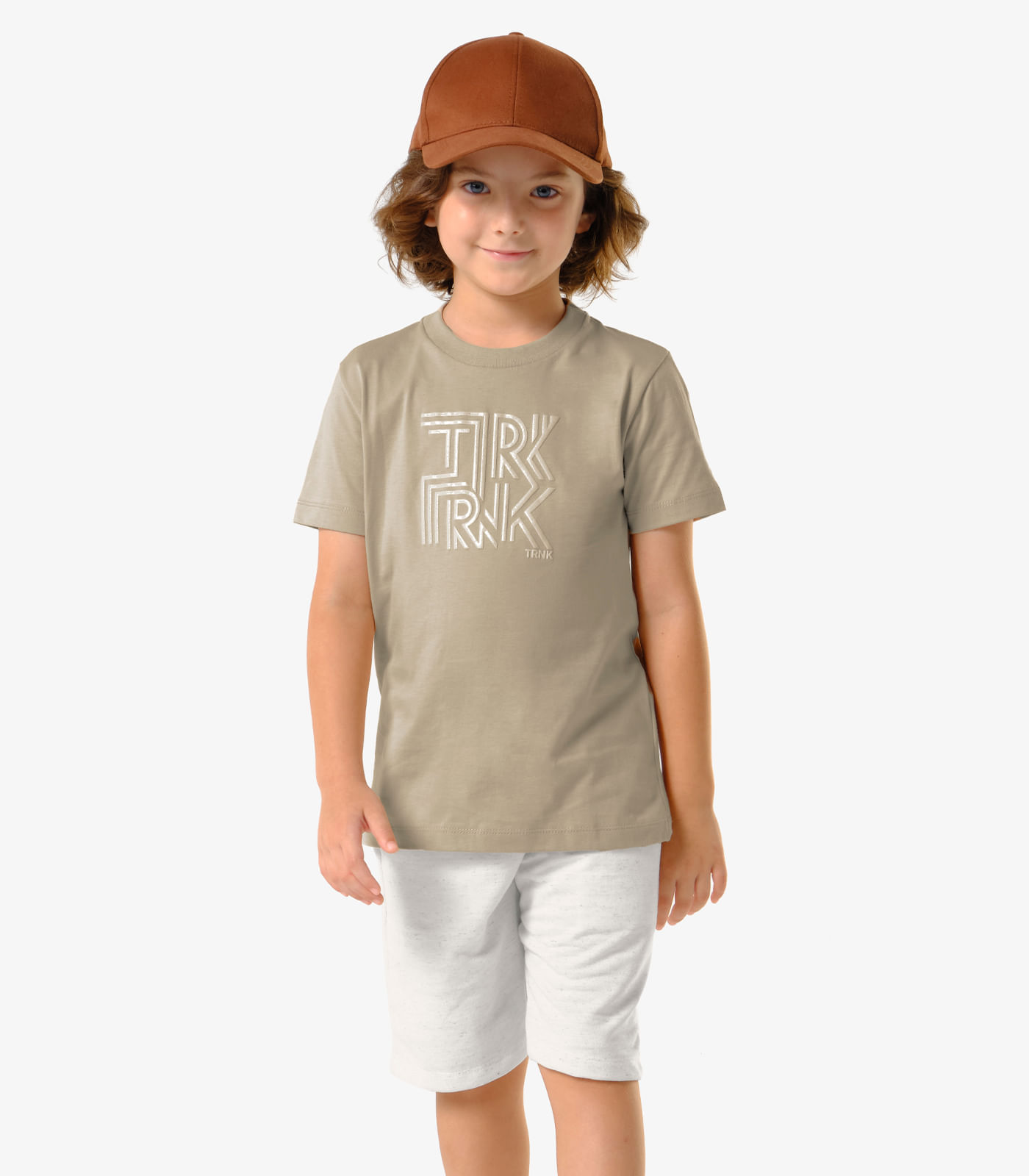Conjunto Infantil Camiseta Com Bermuda Trick Nick Bege