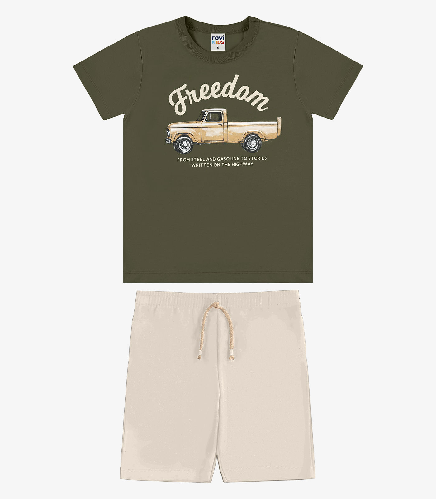 Conjunto Camiseta Com Bermuda Infantil Rovi Kids Verde