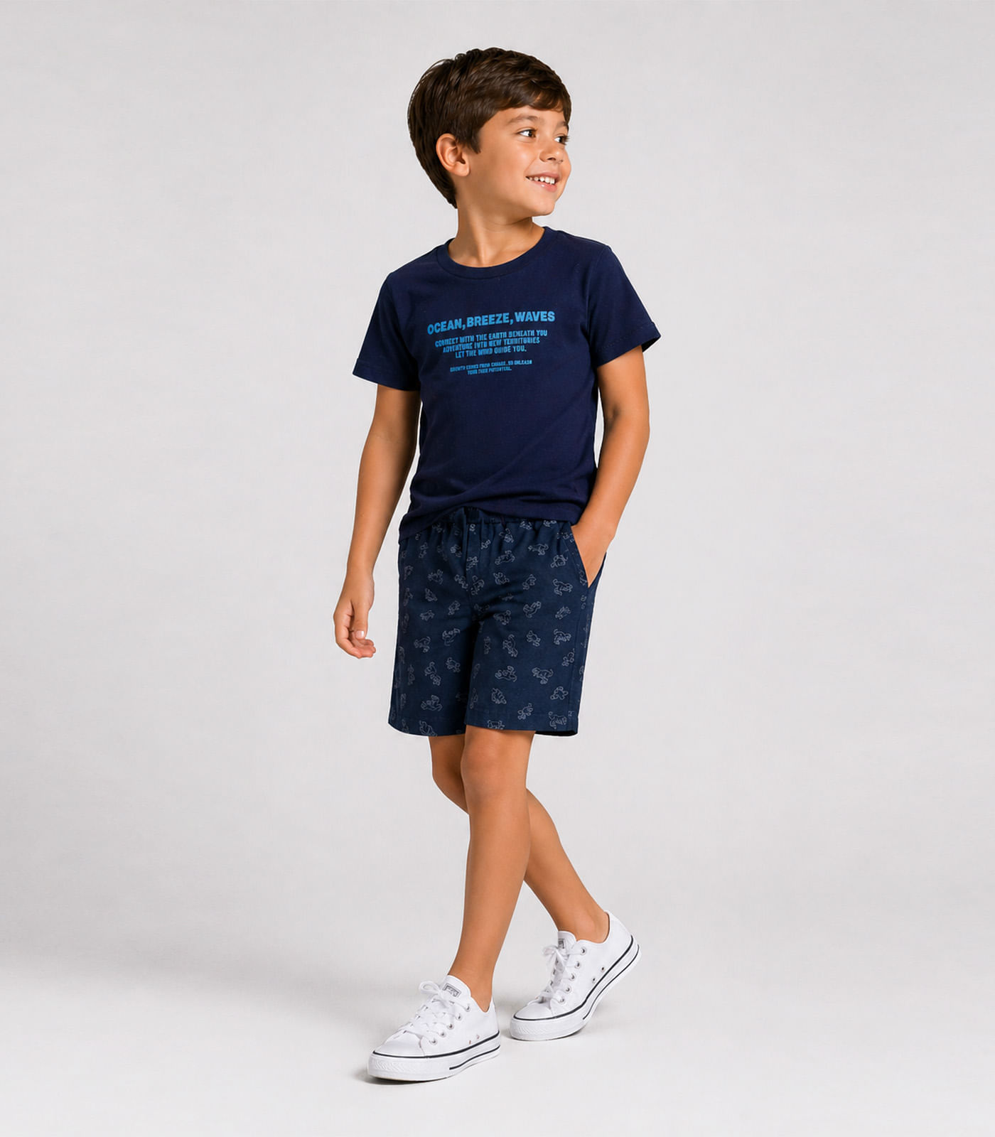 Conjunto Infantil Menino Curto Meia Malha Select Azul