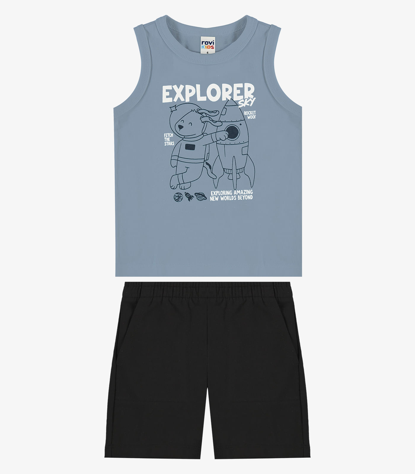 Conjunto Machão Com Bermuda Infantil Rovi Kids Azul