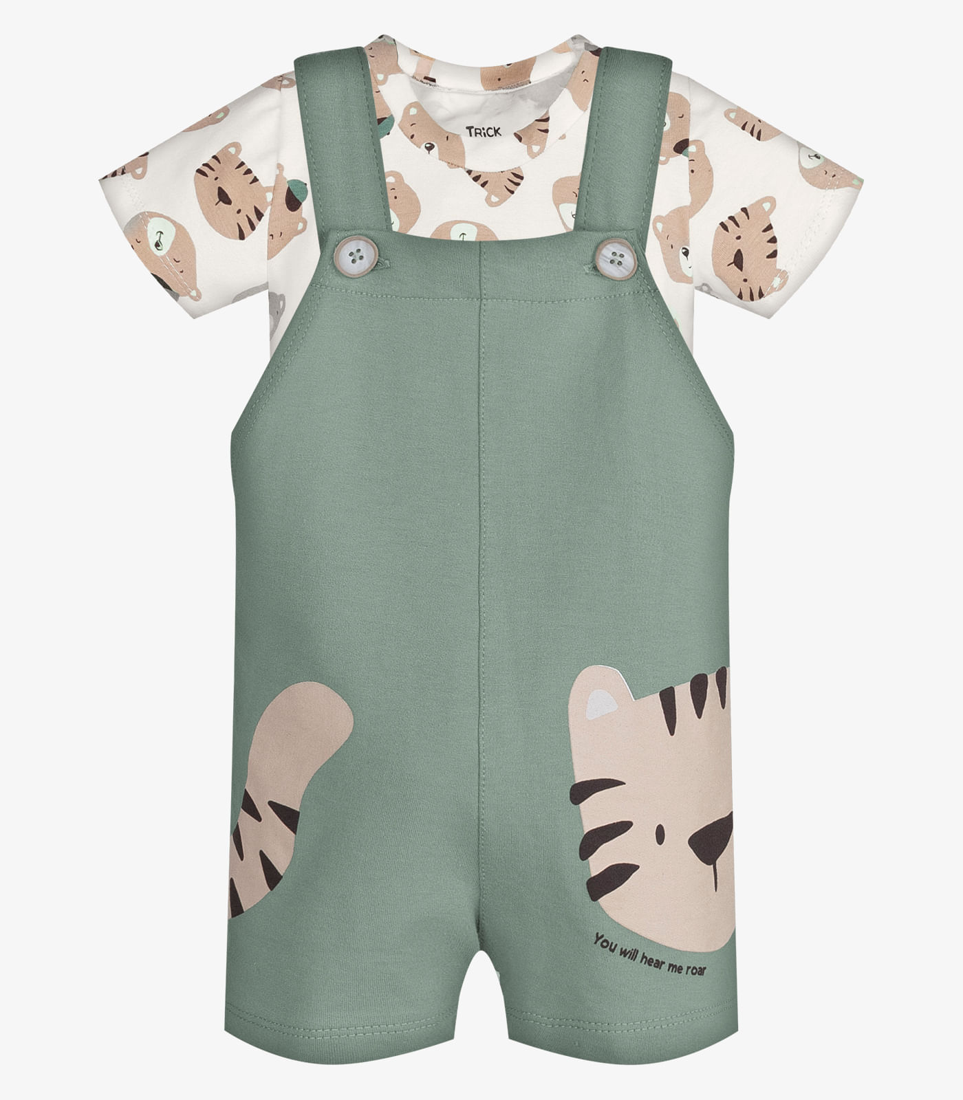 Conjunto Infantil Camiseta E Jardineira Trick Nick Verde