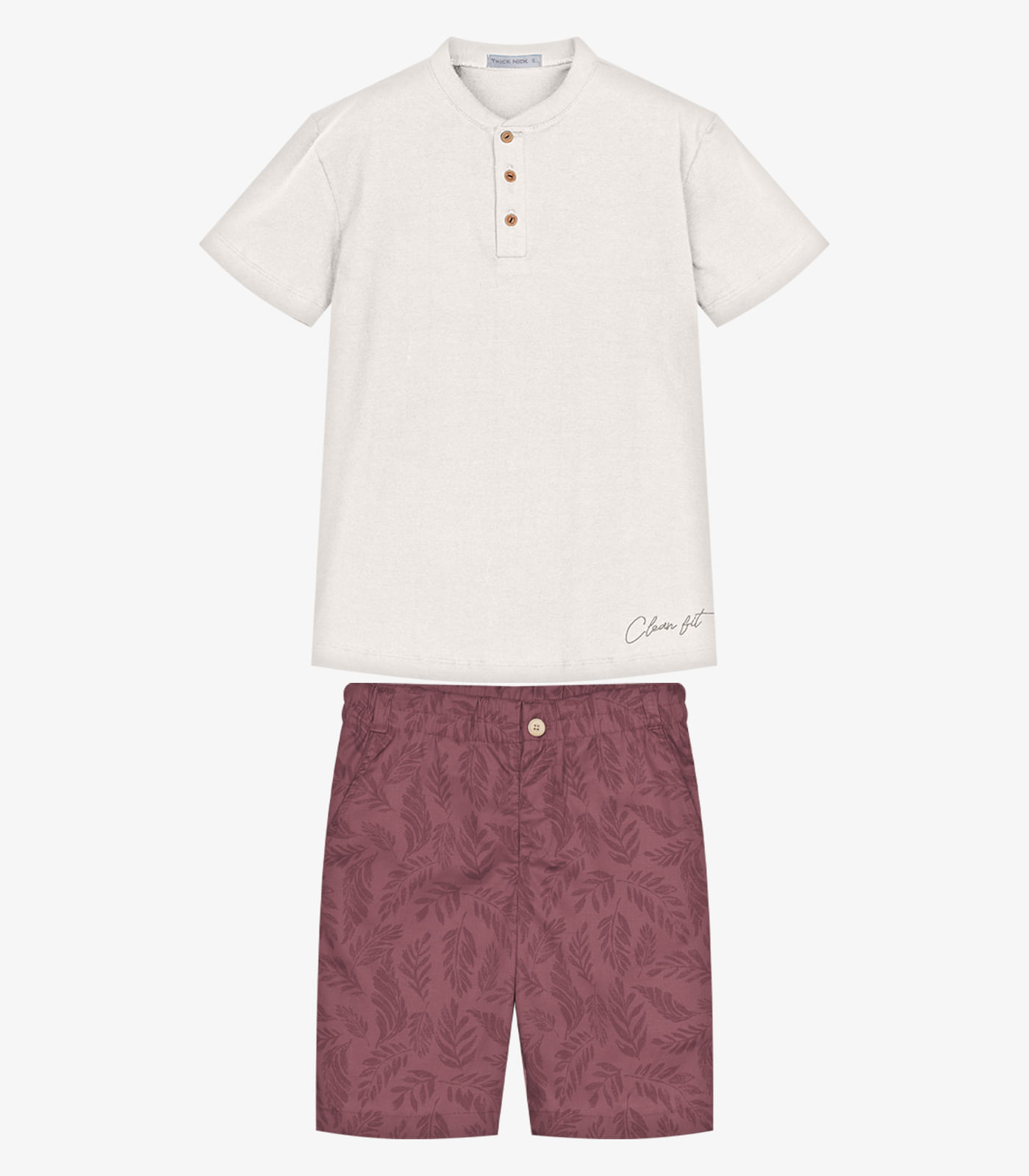 Conjunto Infantil Camiseta Com Bermuda Trick Nick Bege