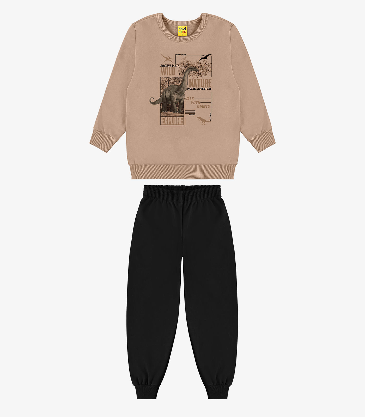 Kit Conjunto Blusão Com Calça Rovi Kids Marrom