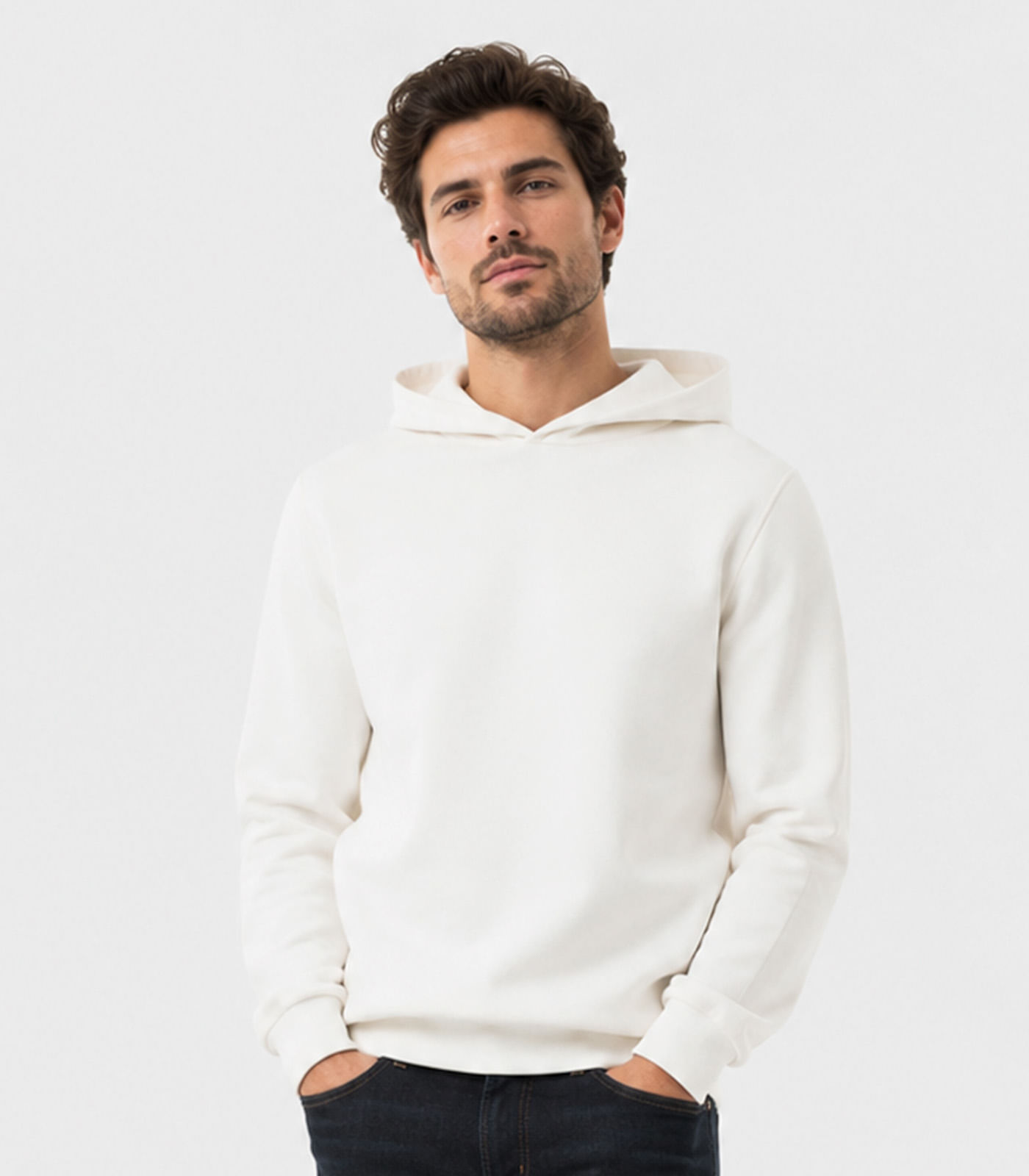 Blusão Com Capuz Em Moletom Masculino Select Bege