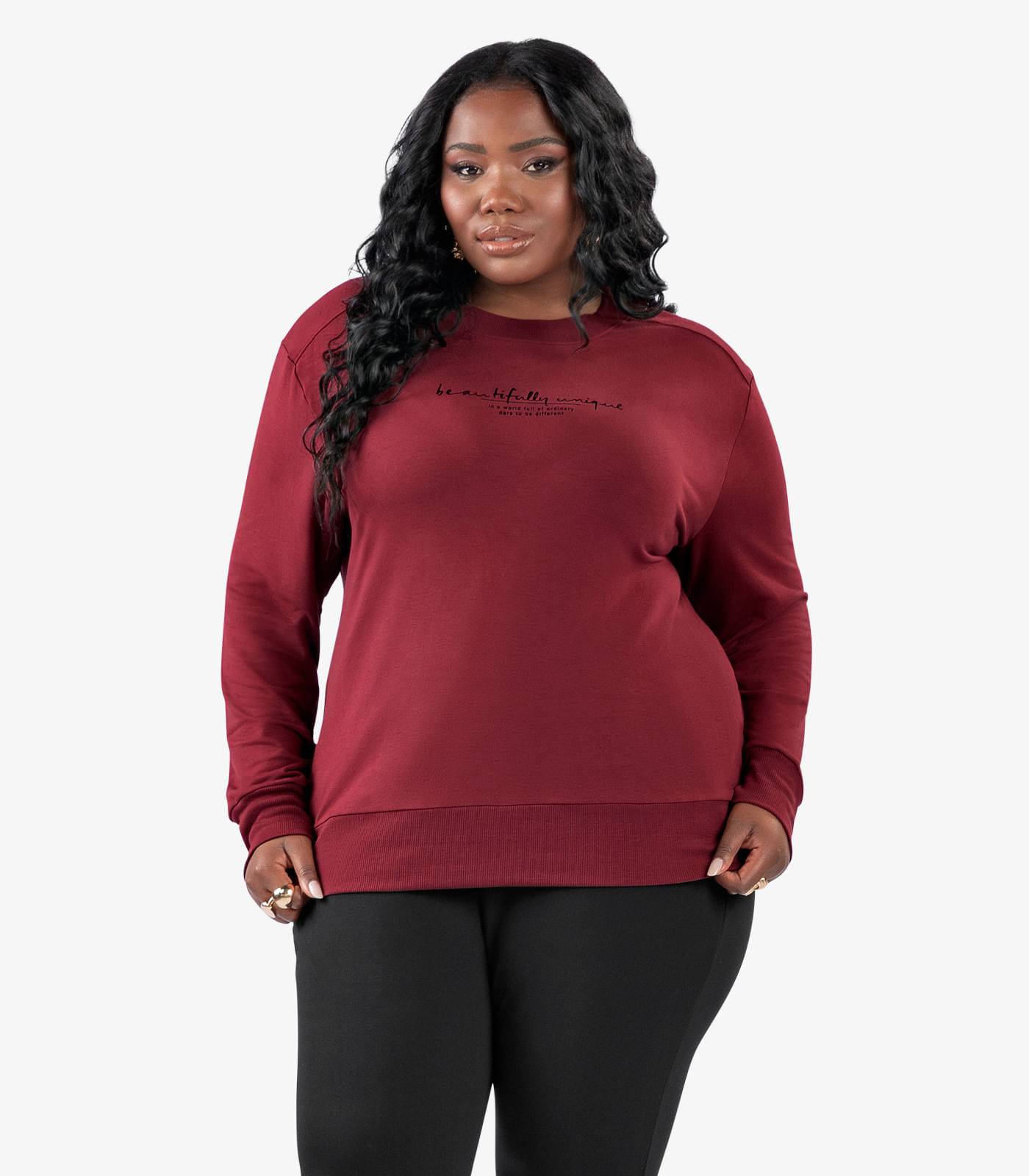 Blusão Feminino Molecotton Plus Size Secret Glam Vermelho