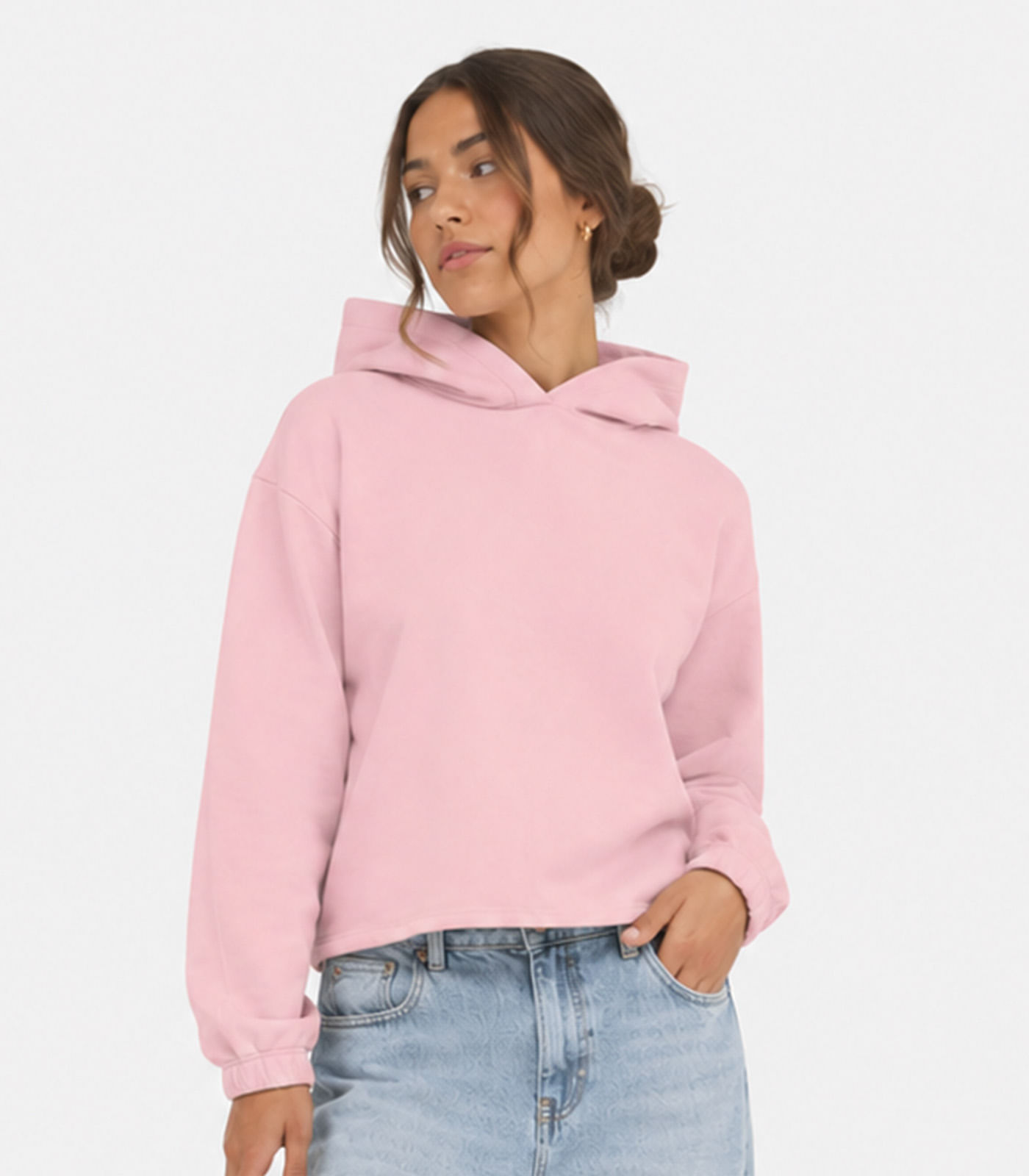 Blusão Com Capuz Feminino Em Moletom Infinita Cor Rosa