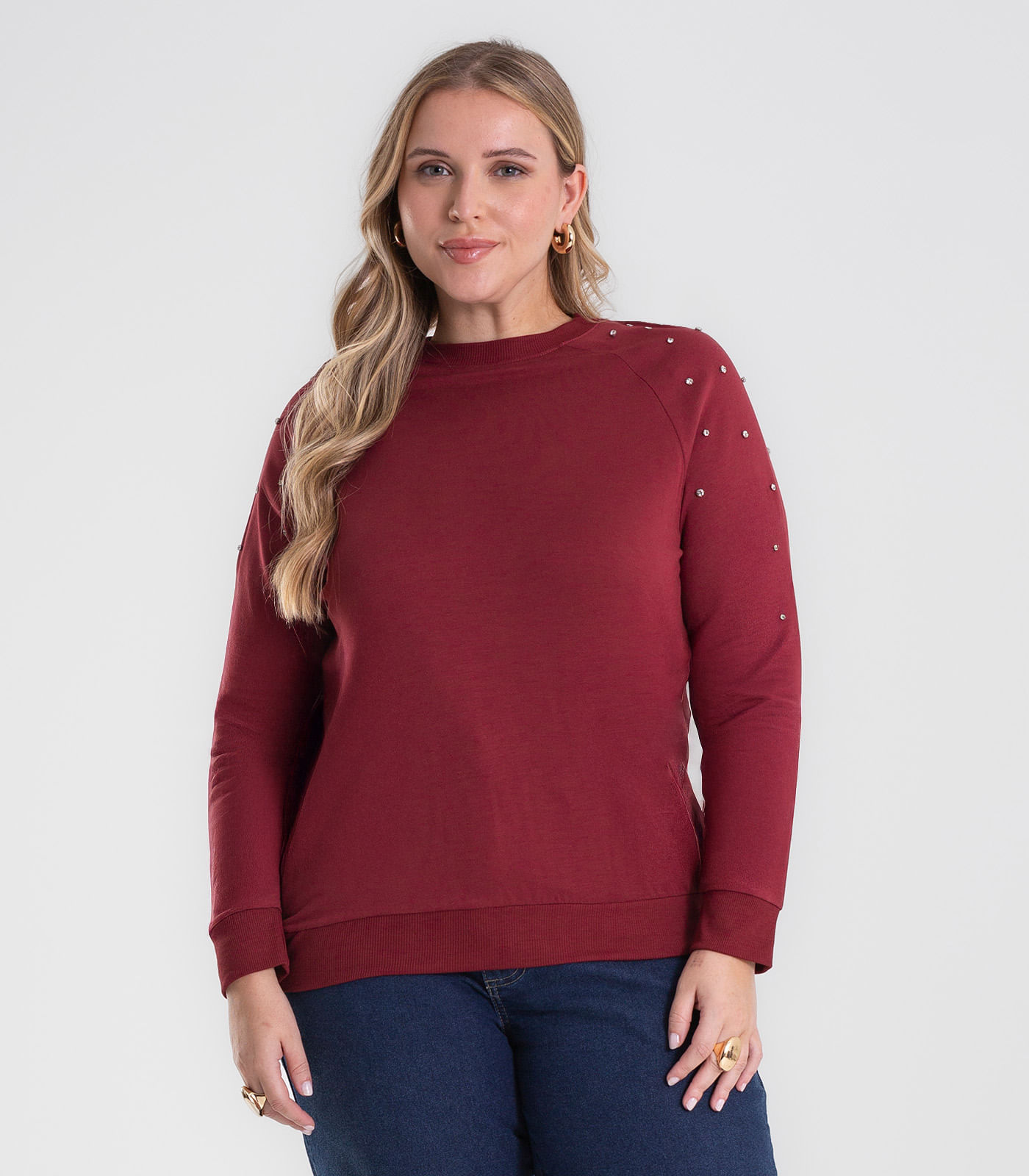 Blusão Feminino Molecotton Plus Size Secret Glam Vermelho