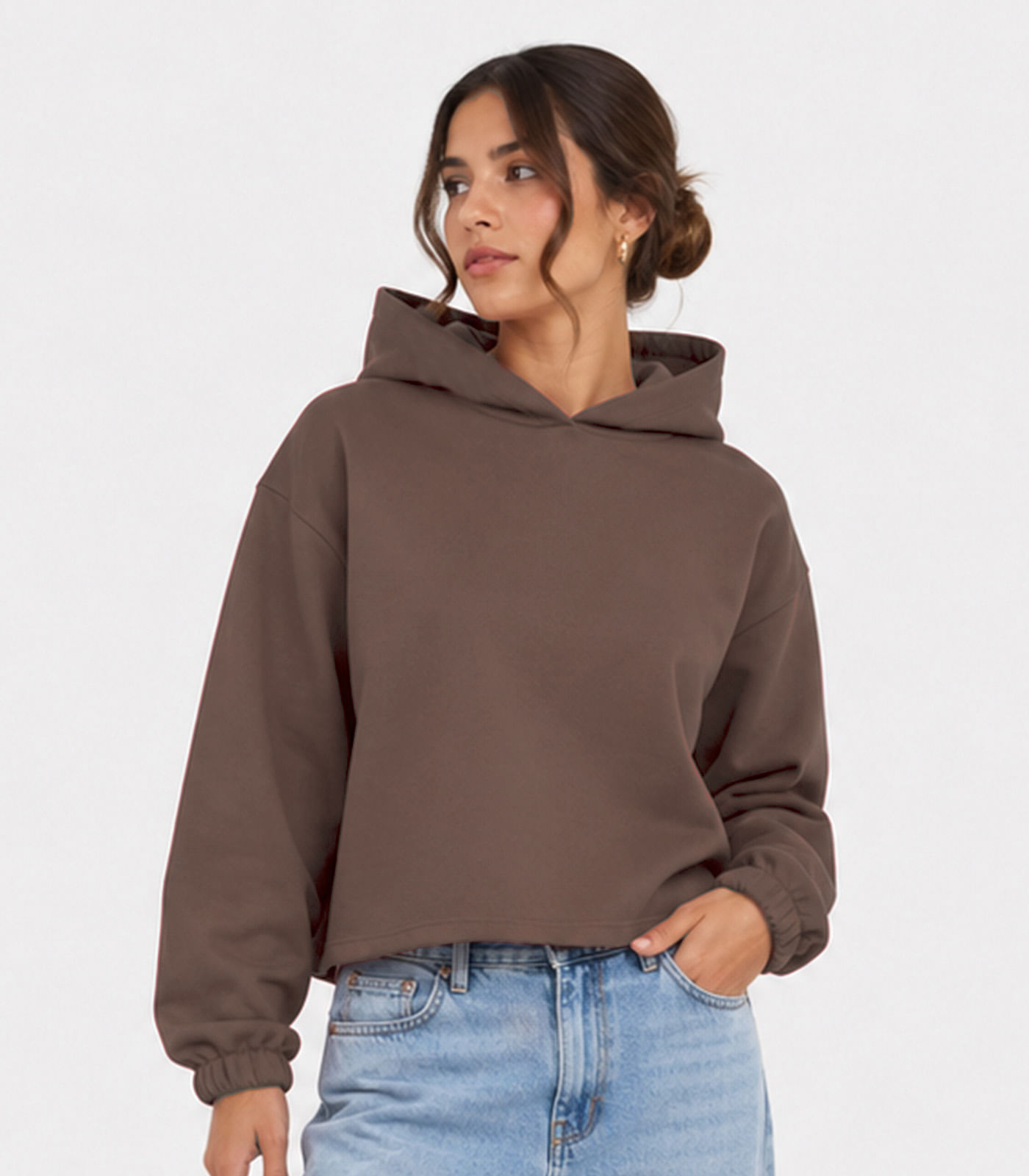 Blusão Com Capuz Feminino Em Moletom Infinita Cor Marrom