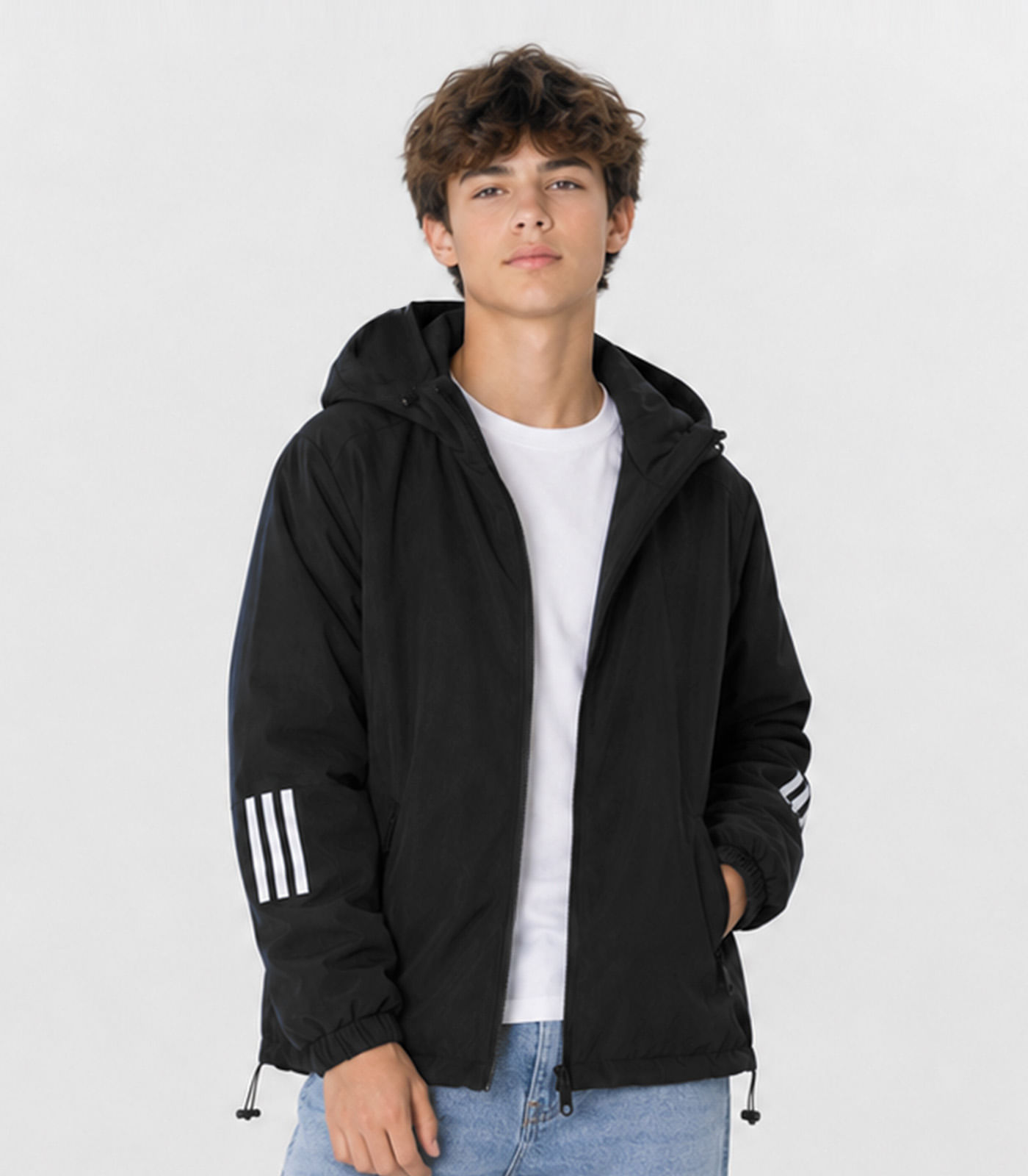 Jaqueta Juvenil Masculina Com Capuz Sea Surf Preto