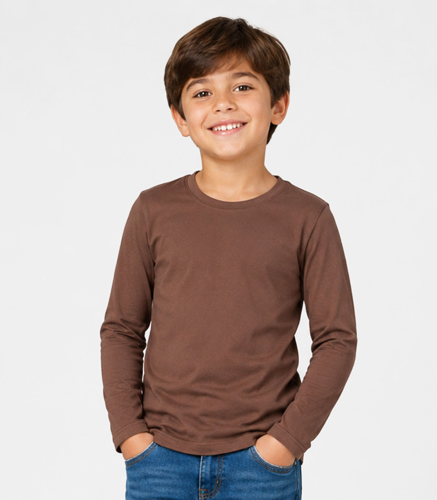 Camiseta Manga Longa Infantil Masculina Select Marrom