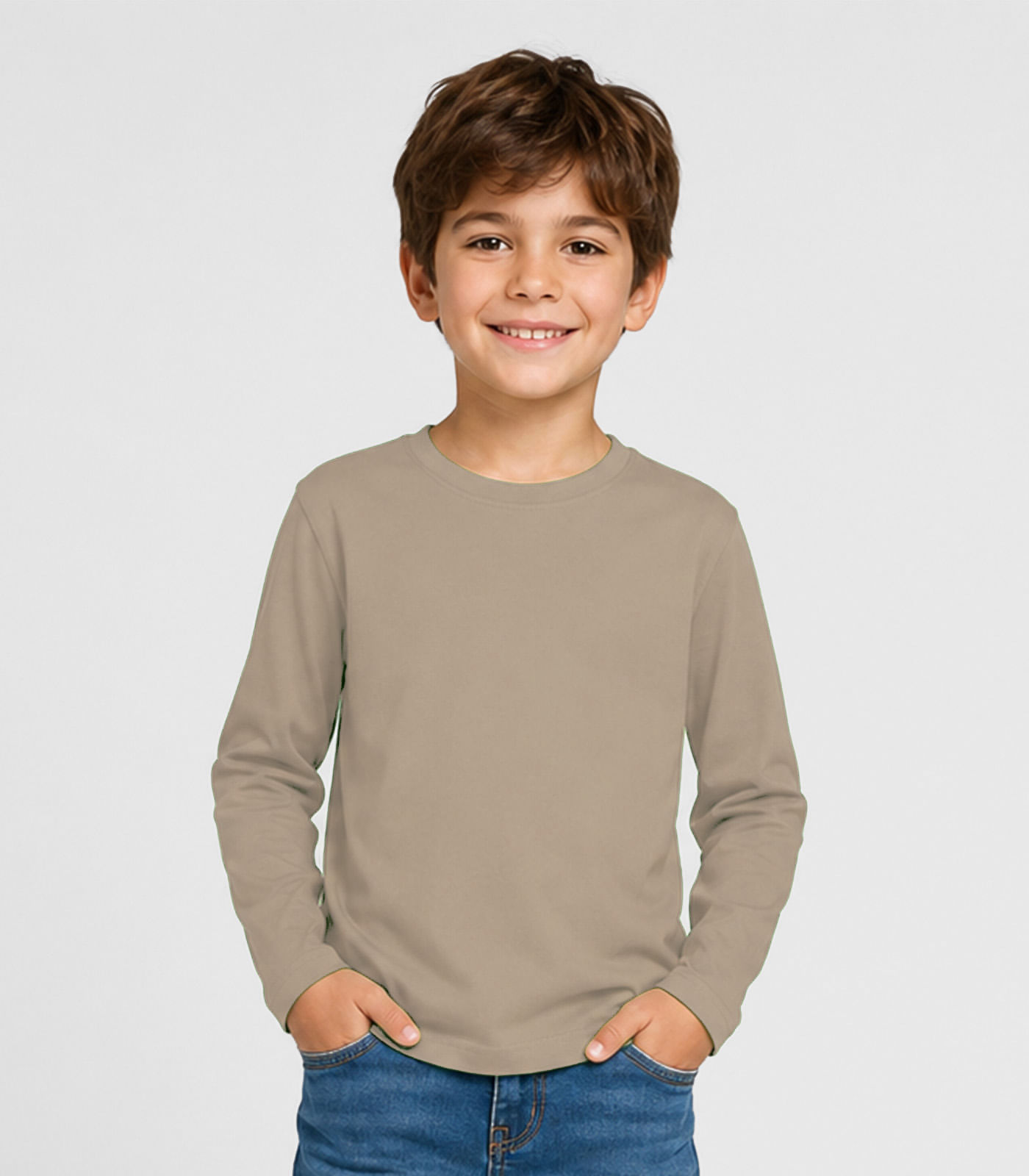 Camiseta Manga Longa Infantil Masculina Select Marrom