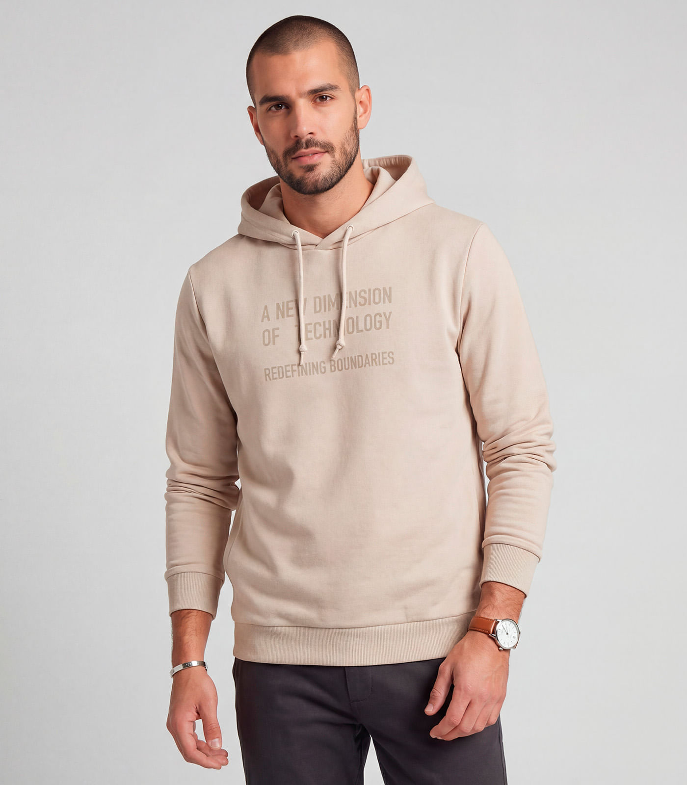 Moletom Masculino Moletom Com Capuz Diametro Bege