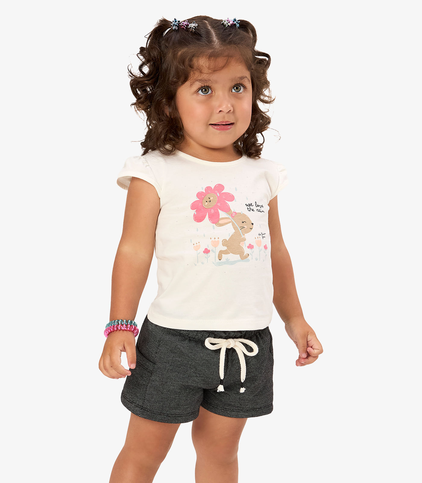 Shorts Infantil Feminino Moletom Rovi Kids Preto