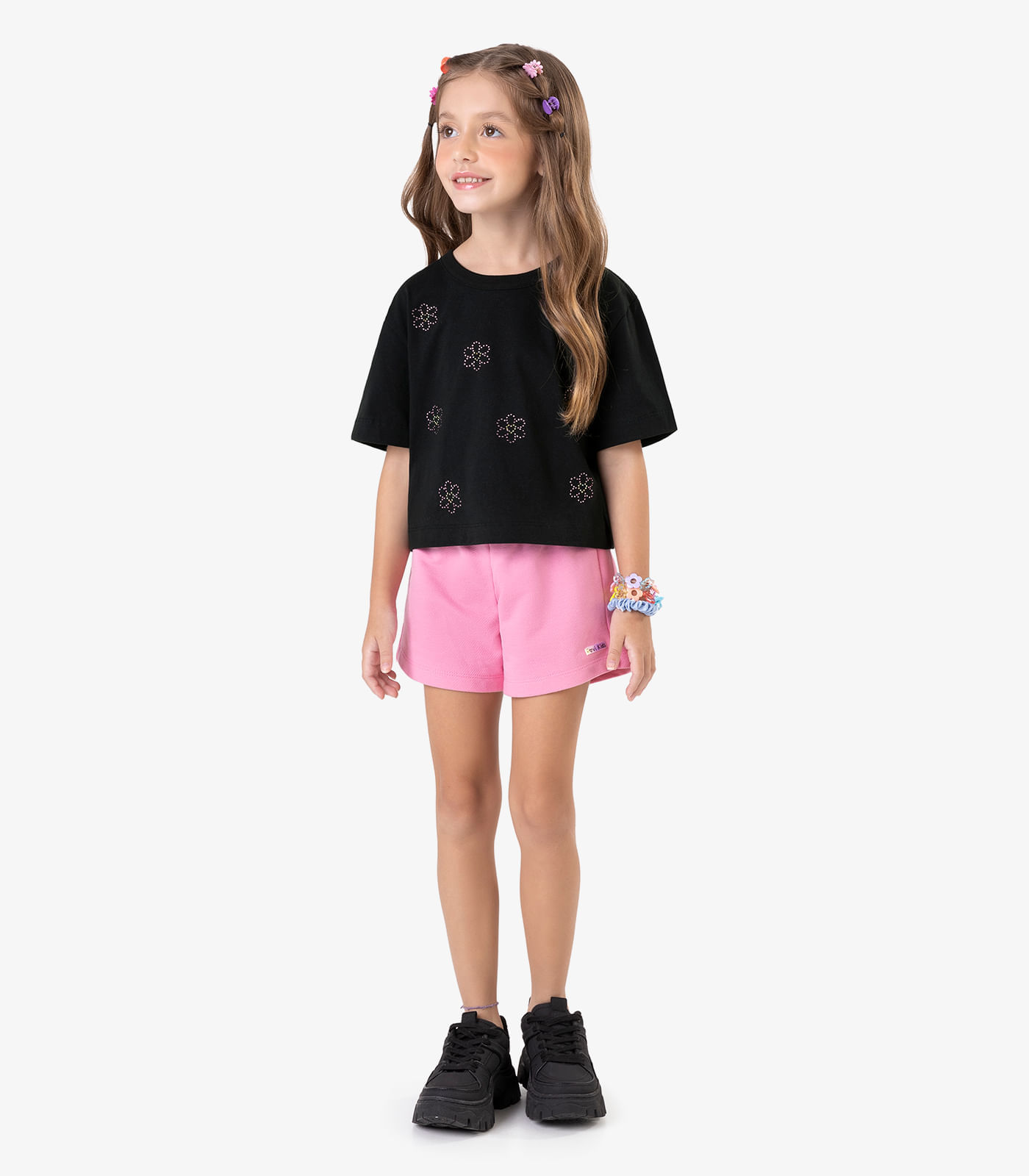 Shorts Feminino Infantil Cós Trick Nick Rosa