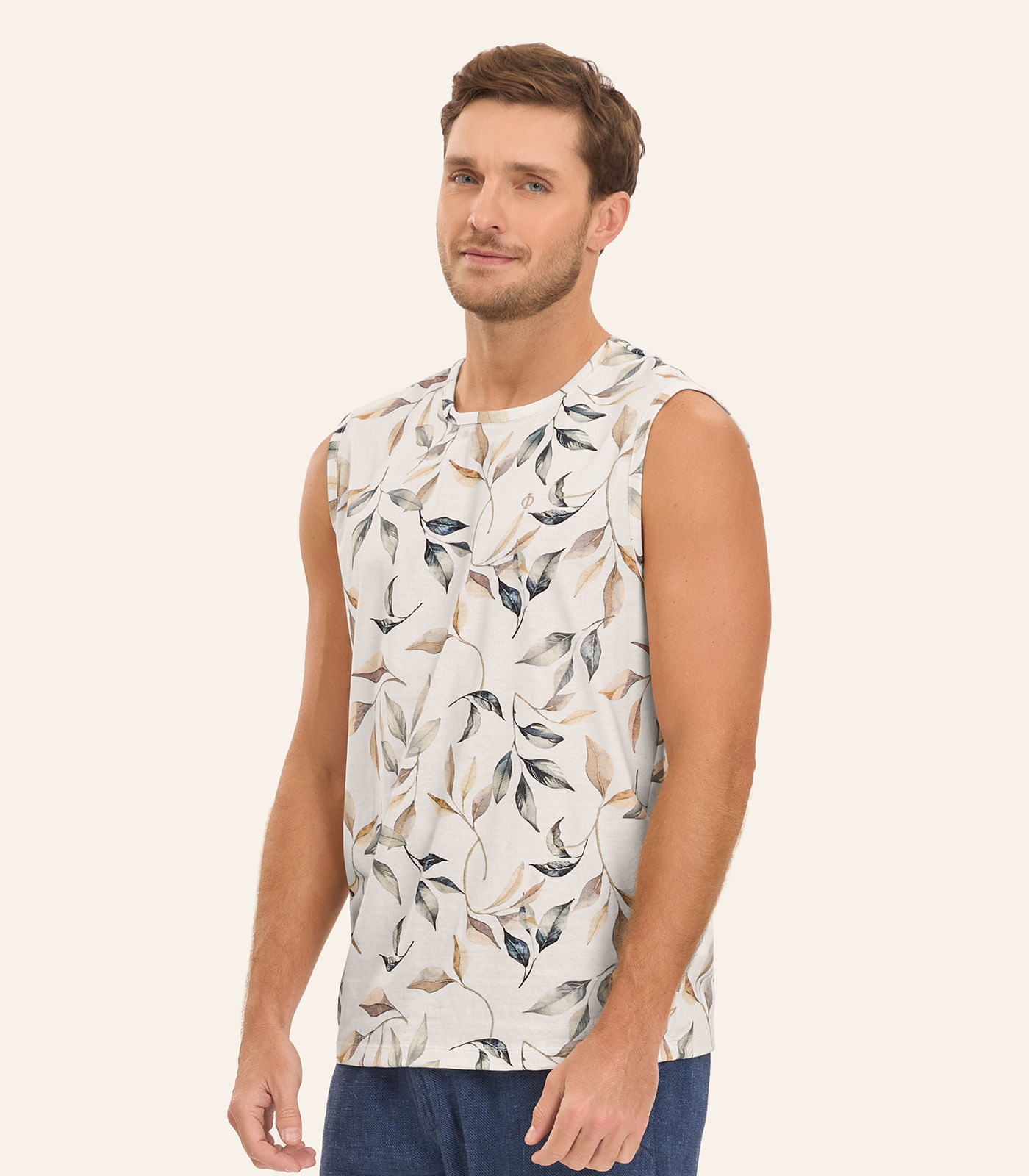 Regata em Meia Malha Masculina Diametro Bege