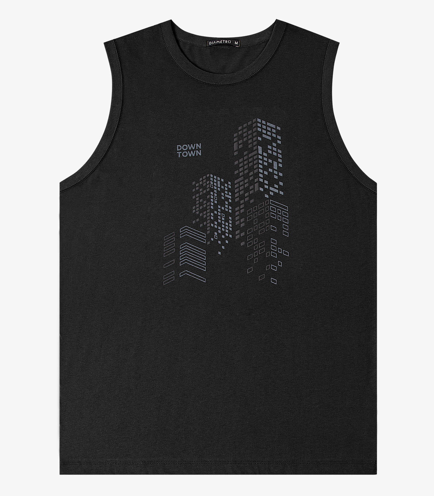 Regata Masculina Meia Malha Com Estampa Diametro Preto