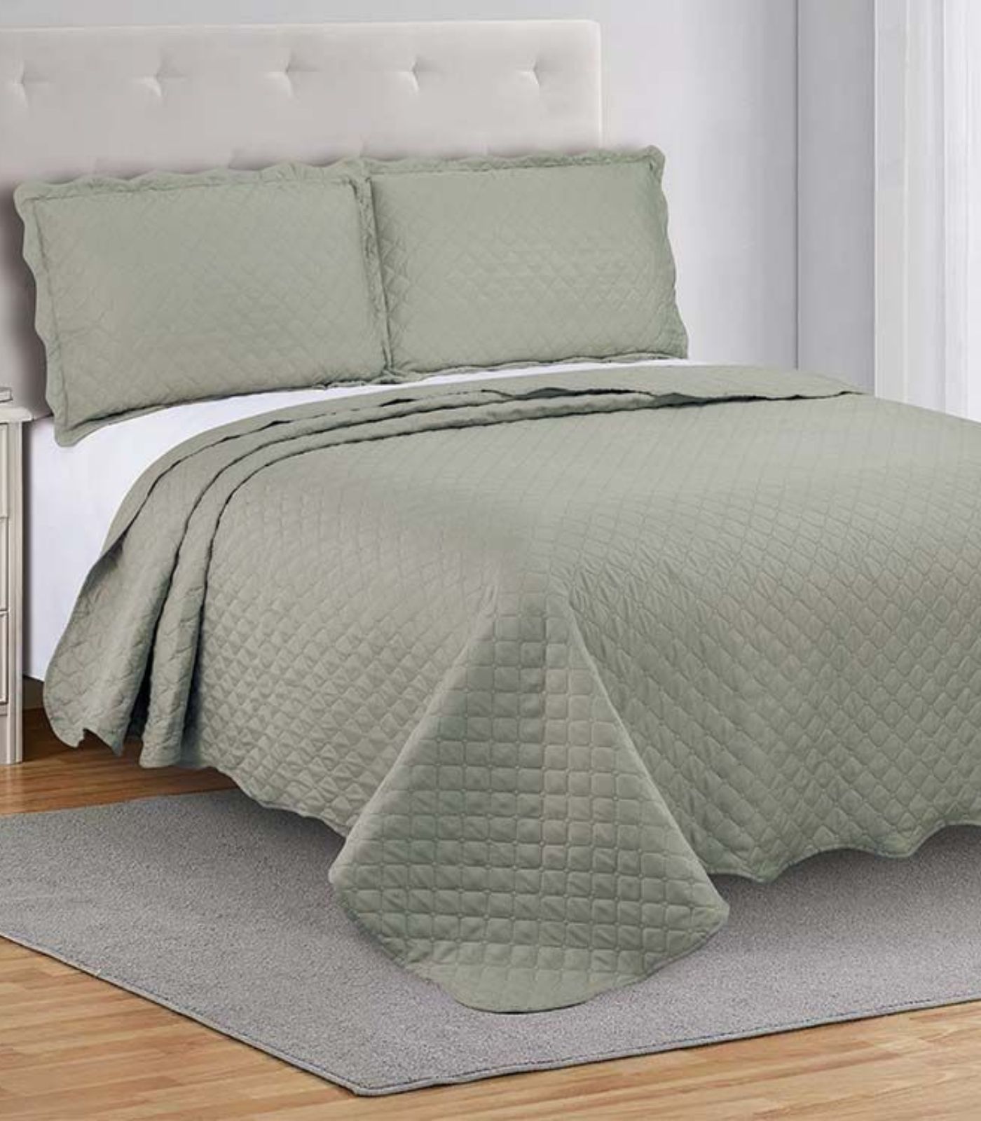 Colcha Grid Queen Camesa Bege